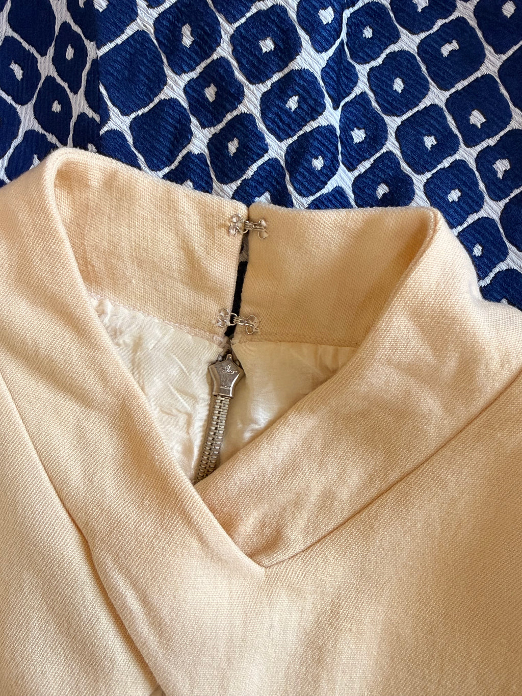 Vintage Erofus London Mod Dress - Yellow & Blue Geometric | UK 14 | Large