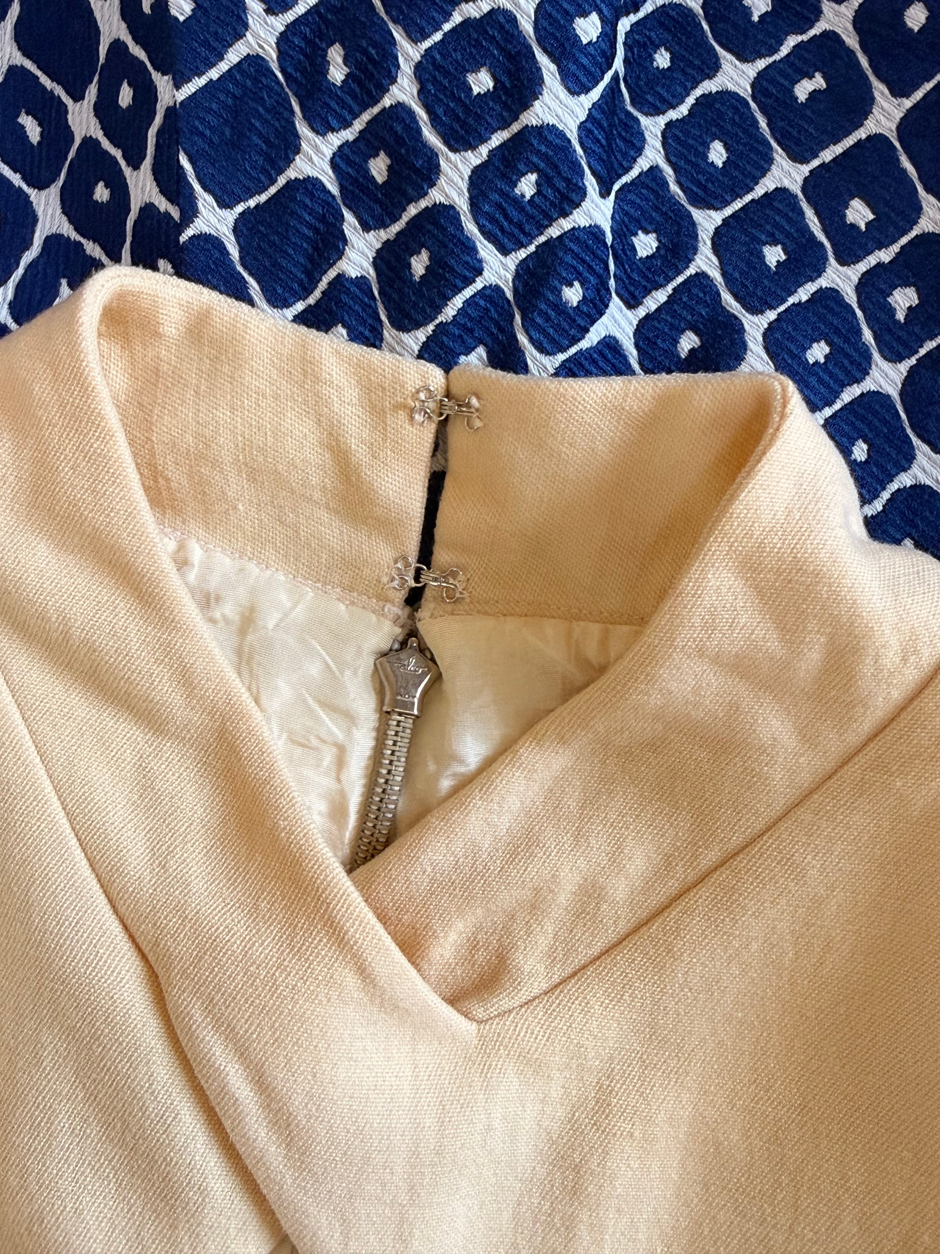 Vintage Erofus London Mod Dress - Yellow & Blue Geometric | UK 14 | Large