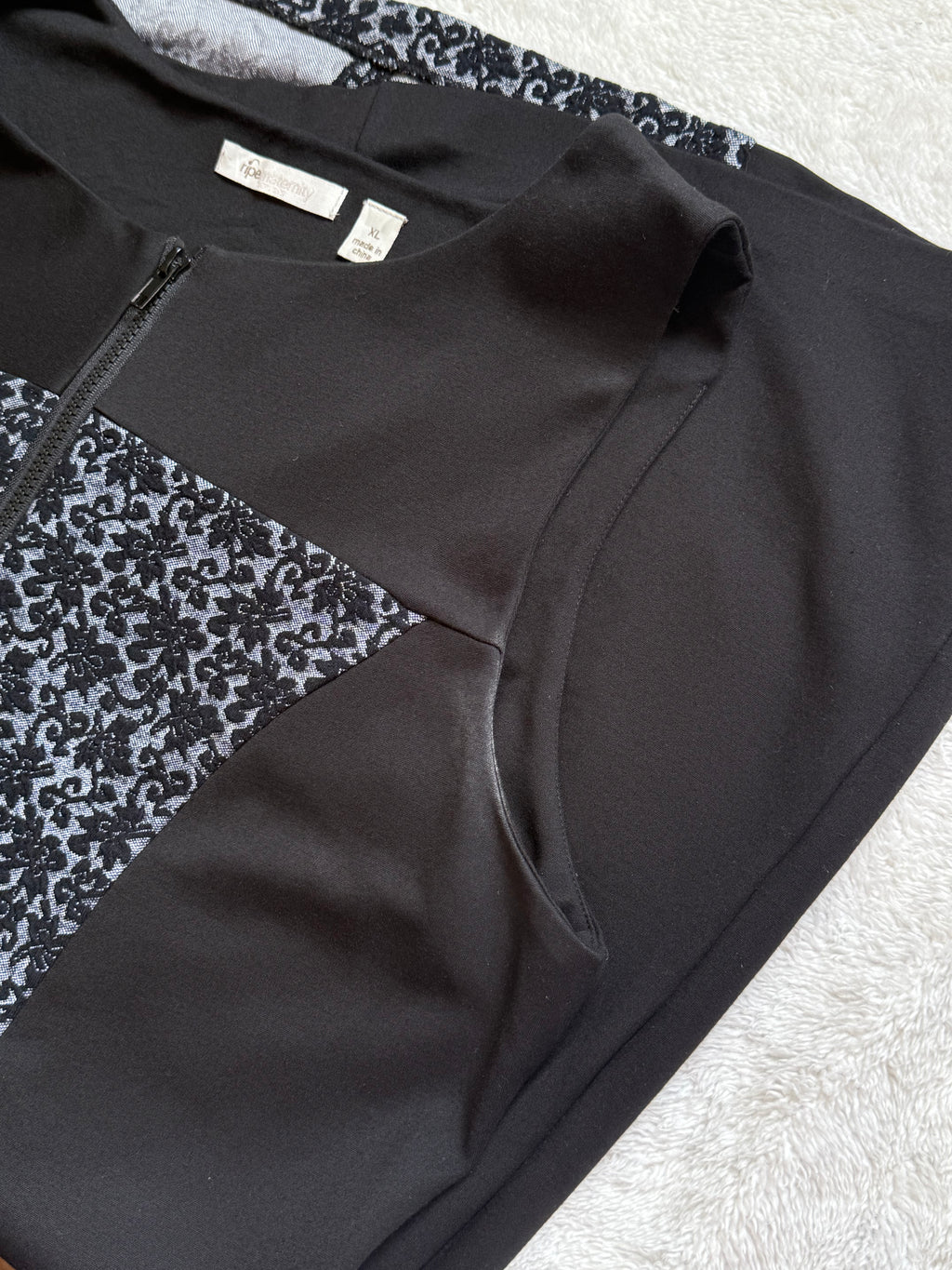 Ripe Maternity Black Zip-Front Dress | Size XL