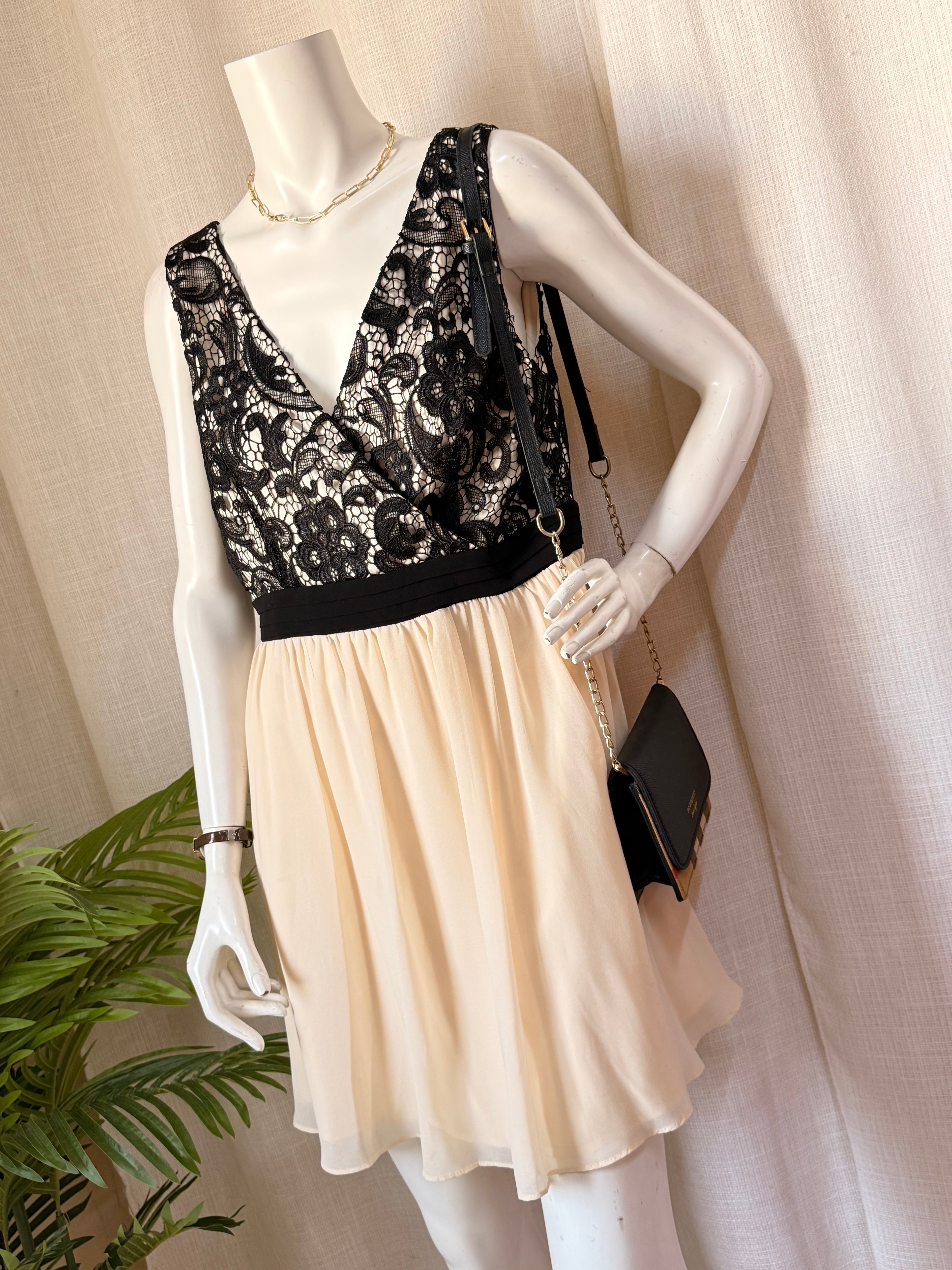 Black Lace & Cream Skater Dress by Little Mistress - Women’s Size 18 - New with Tags