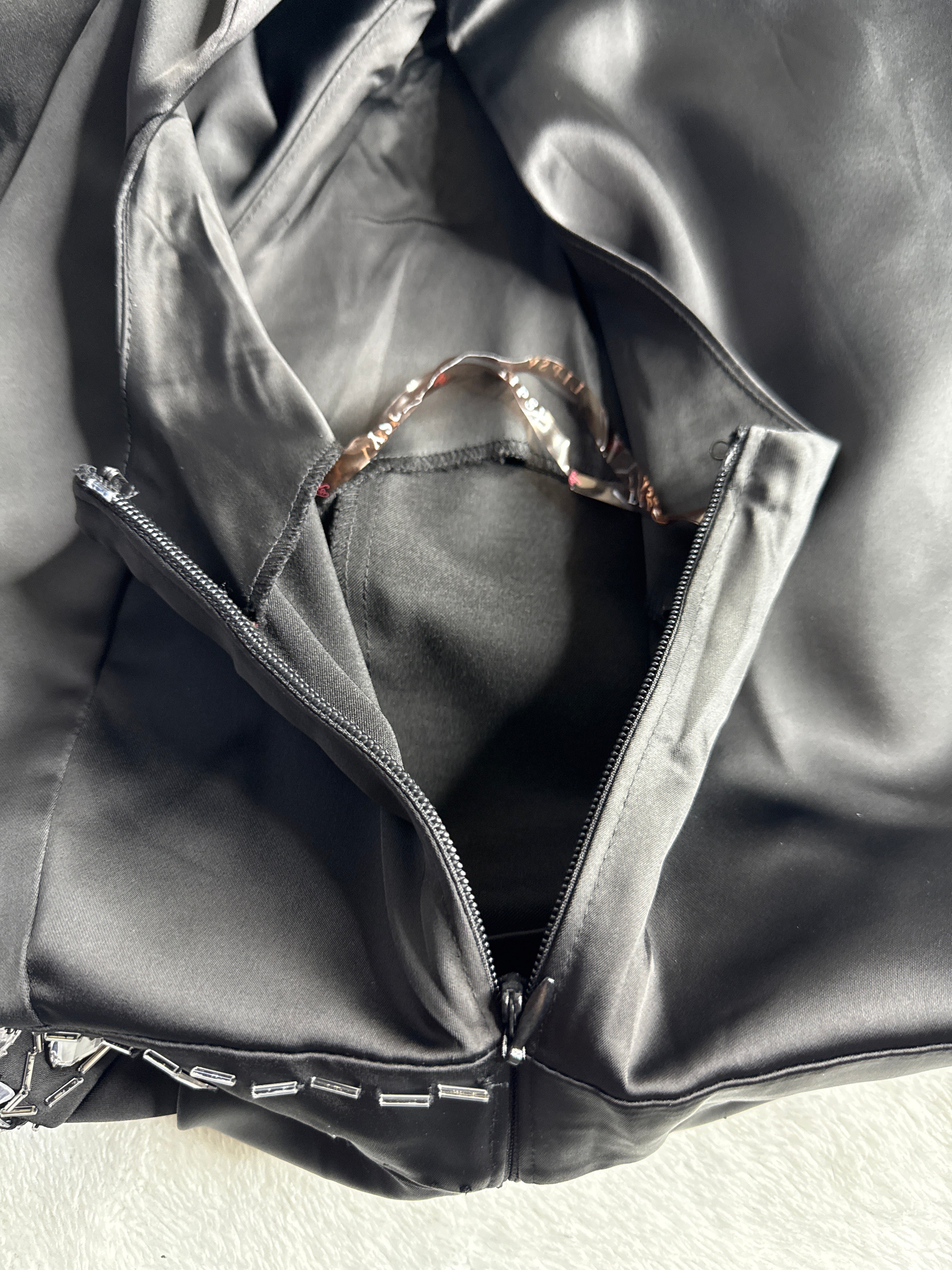 Lipsy London Black Embellished Mini Dress (US 6 / M)