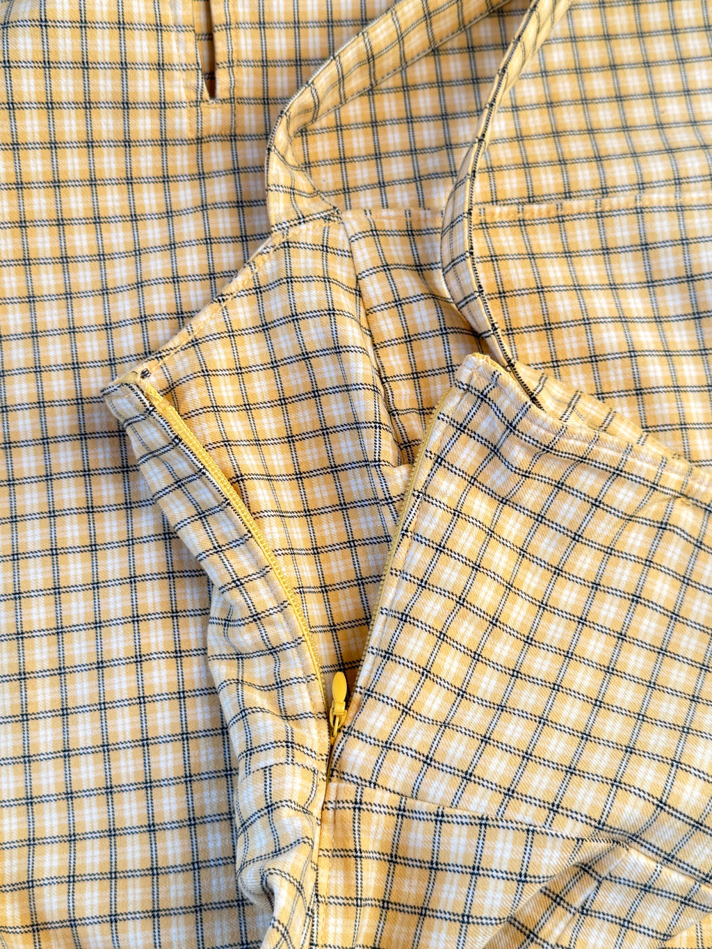 Hollister Yellow Plaid Mini Dress with Square Neck | SMALL