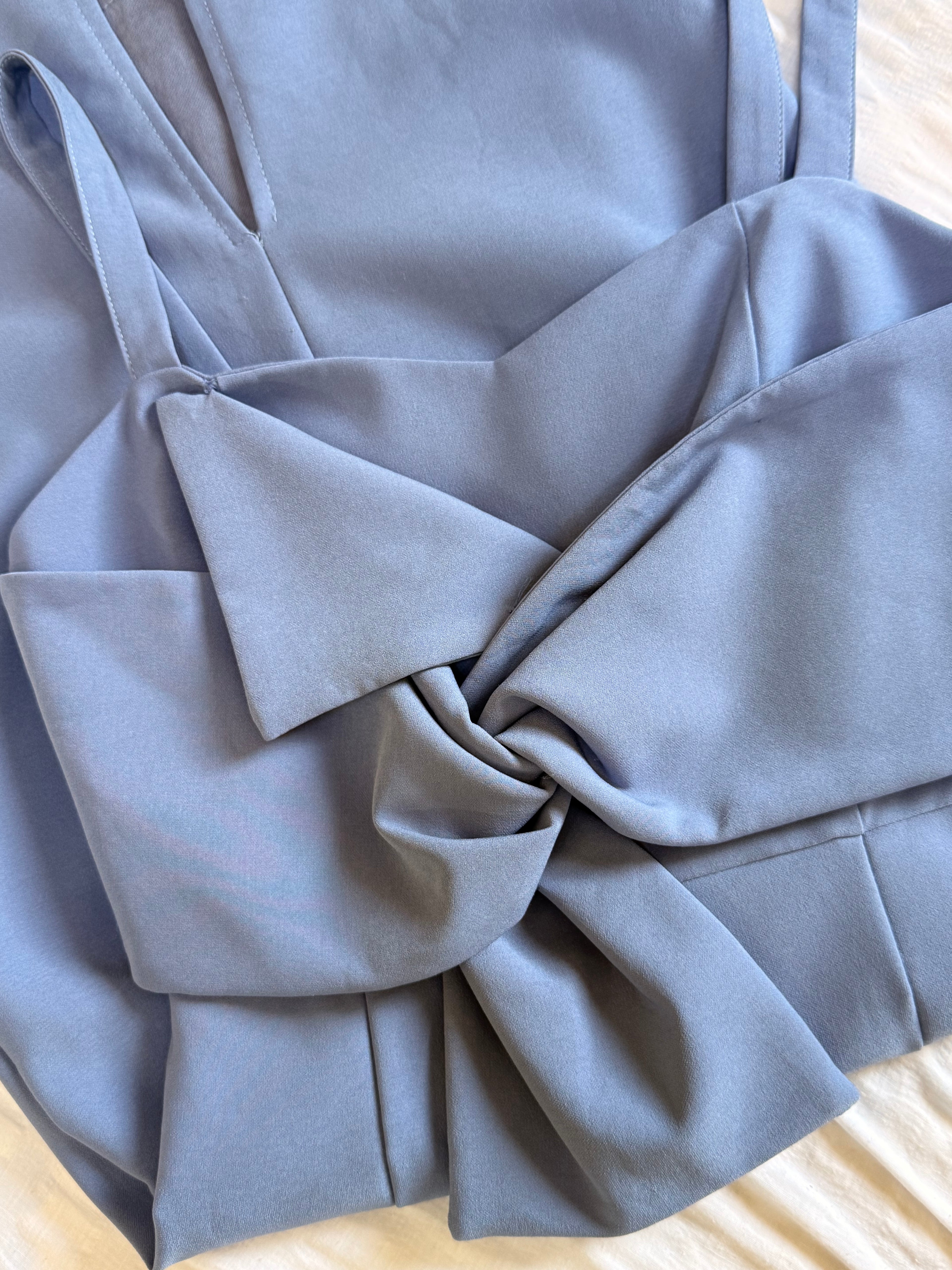 Oversized Bow Accent Periwinkle Midi Dress | Small