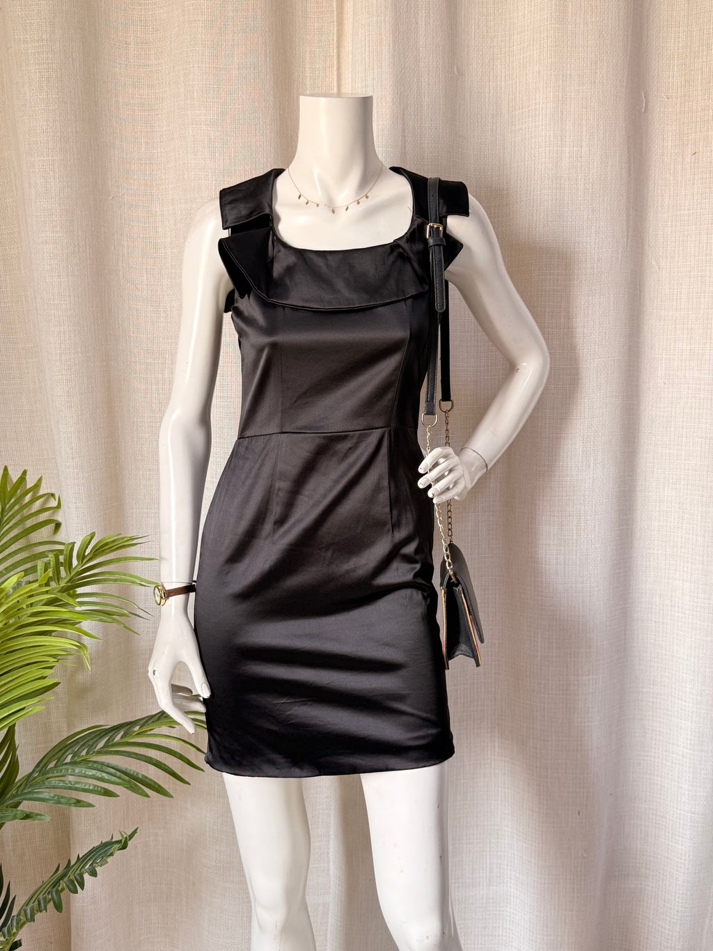 Antidote Black Satin Ruffle Mini Dress – Size XS | Elegant Party & Cocktail Dress