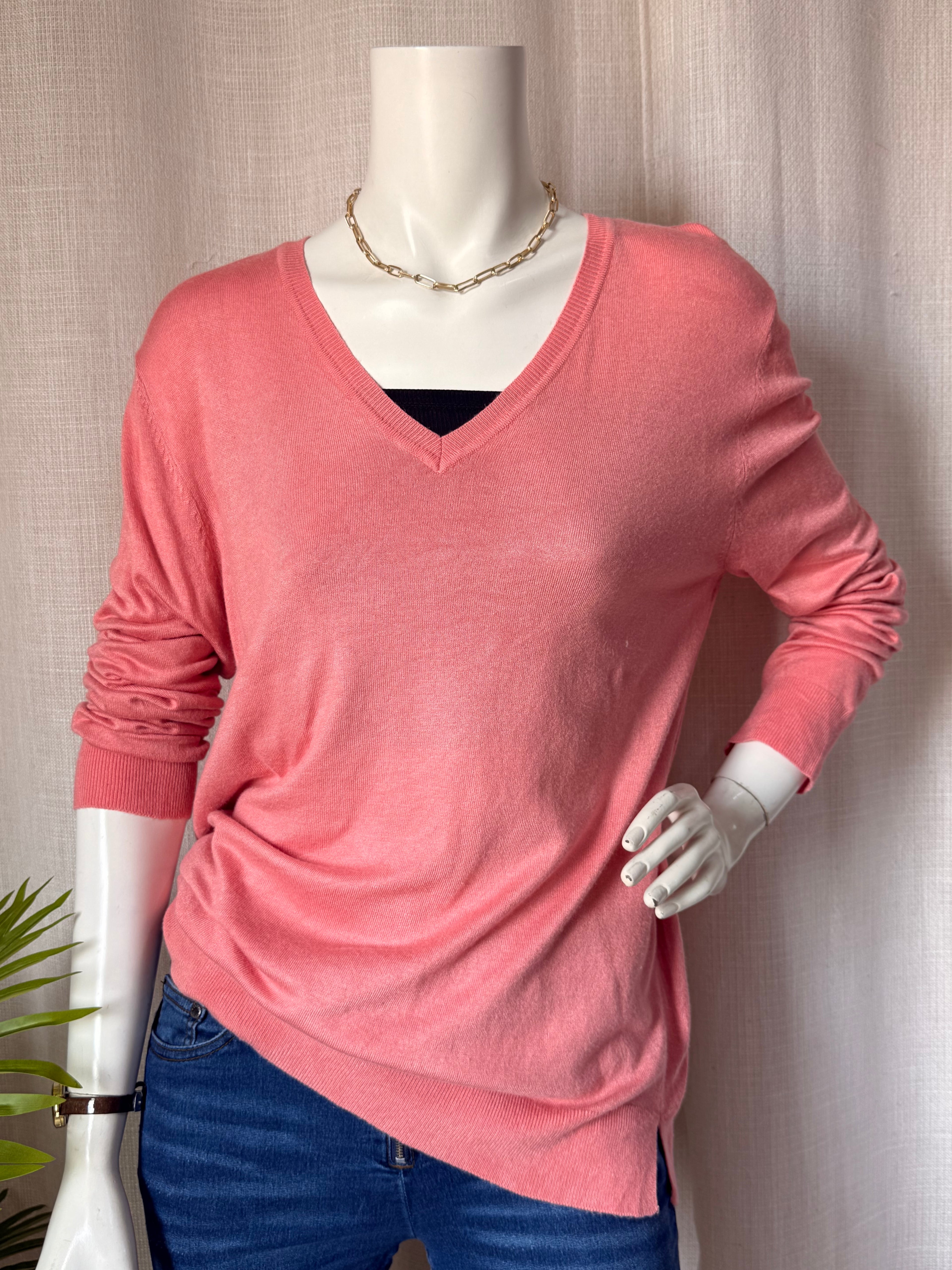 George Watermelon Pink V-Neck Knit | UK 14