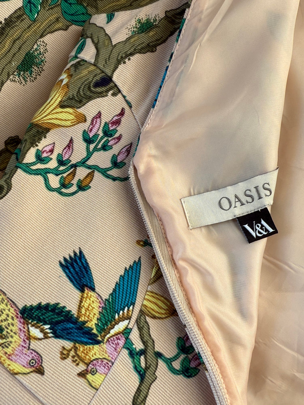 V&A by Oasis Chinoiserie Bird Print Midi Dress | UK 10