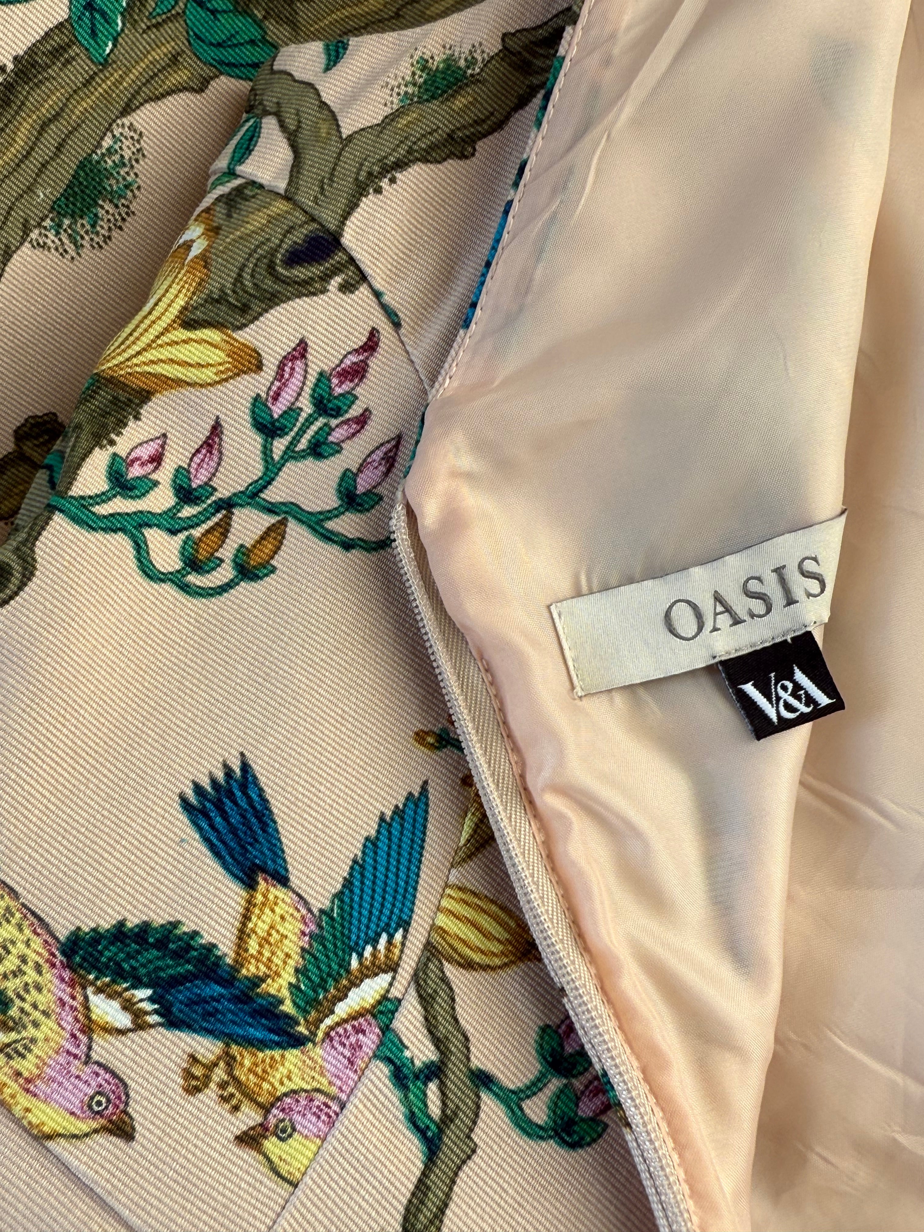 V&A by Oasis Chinoiserie Bird Print Midi Dress | UK 10