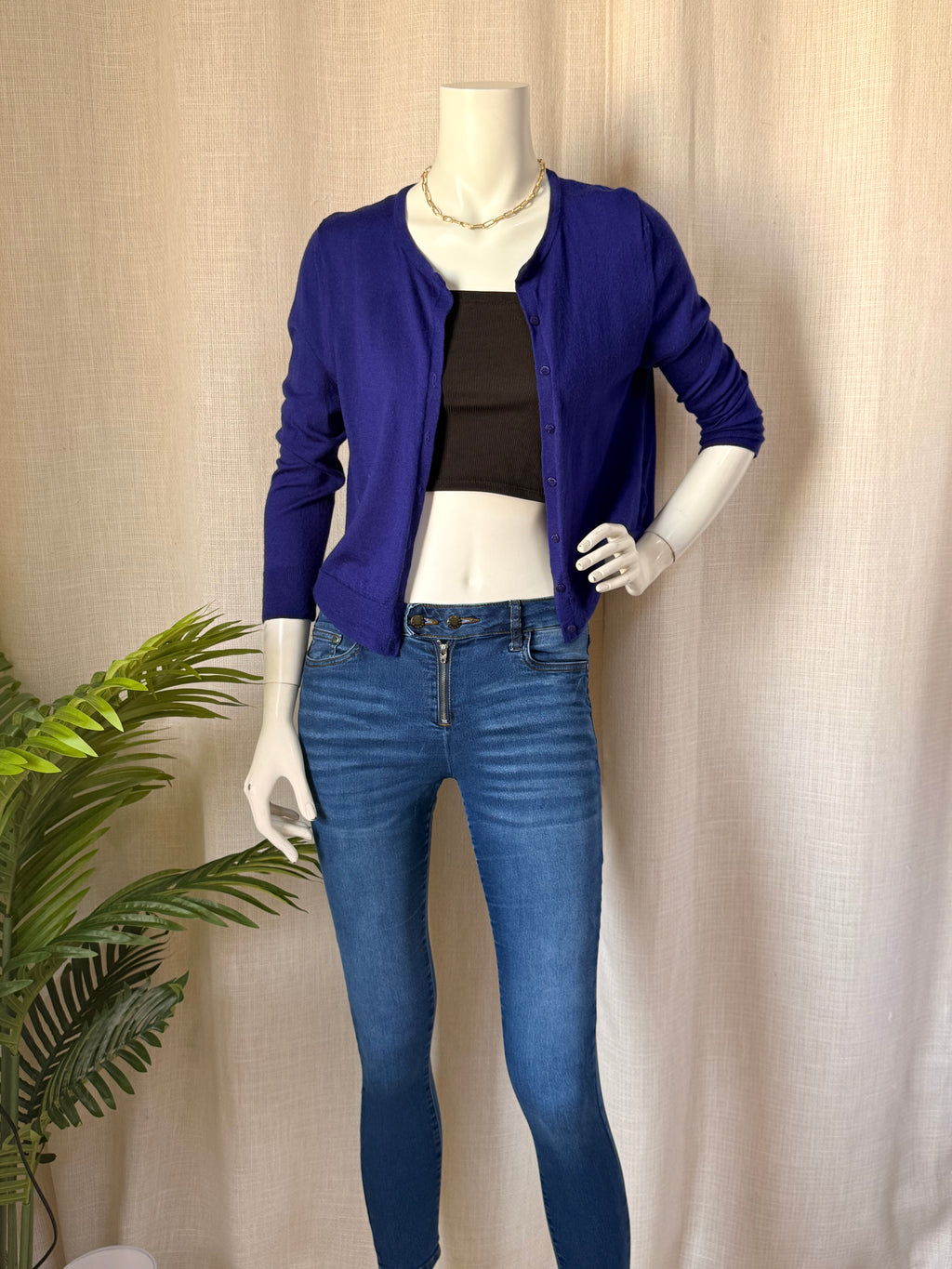 L.K. Bennett Purple Button-Down Cardigan | Large