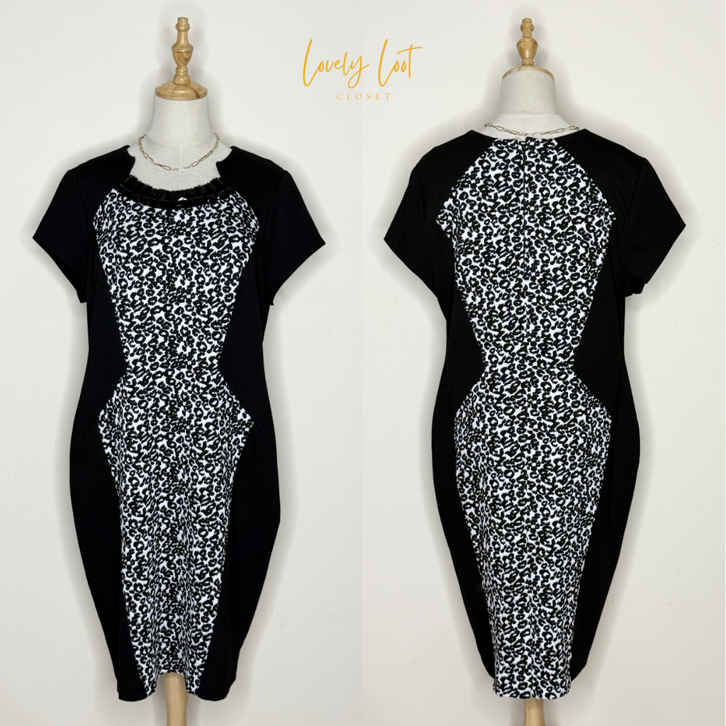 George Black & White Animal Print Tunic Dress