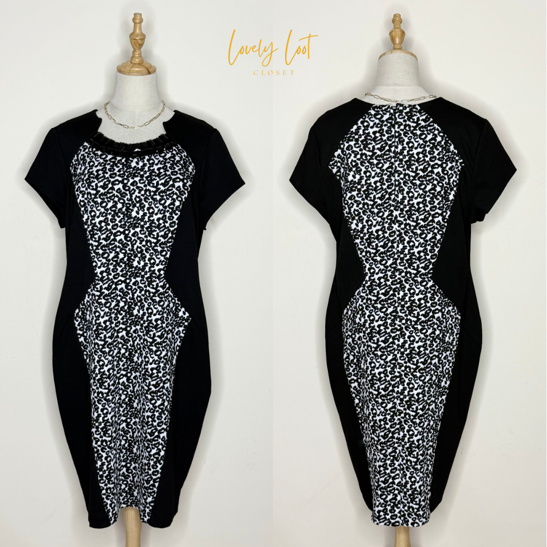 George Black & White Animal Print Tunic Dress