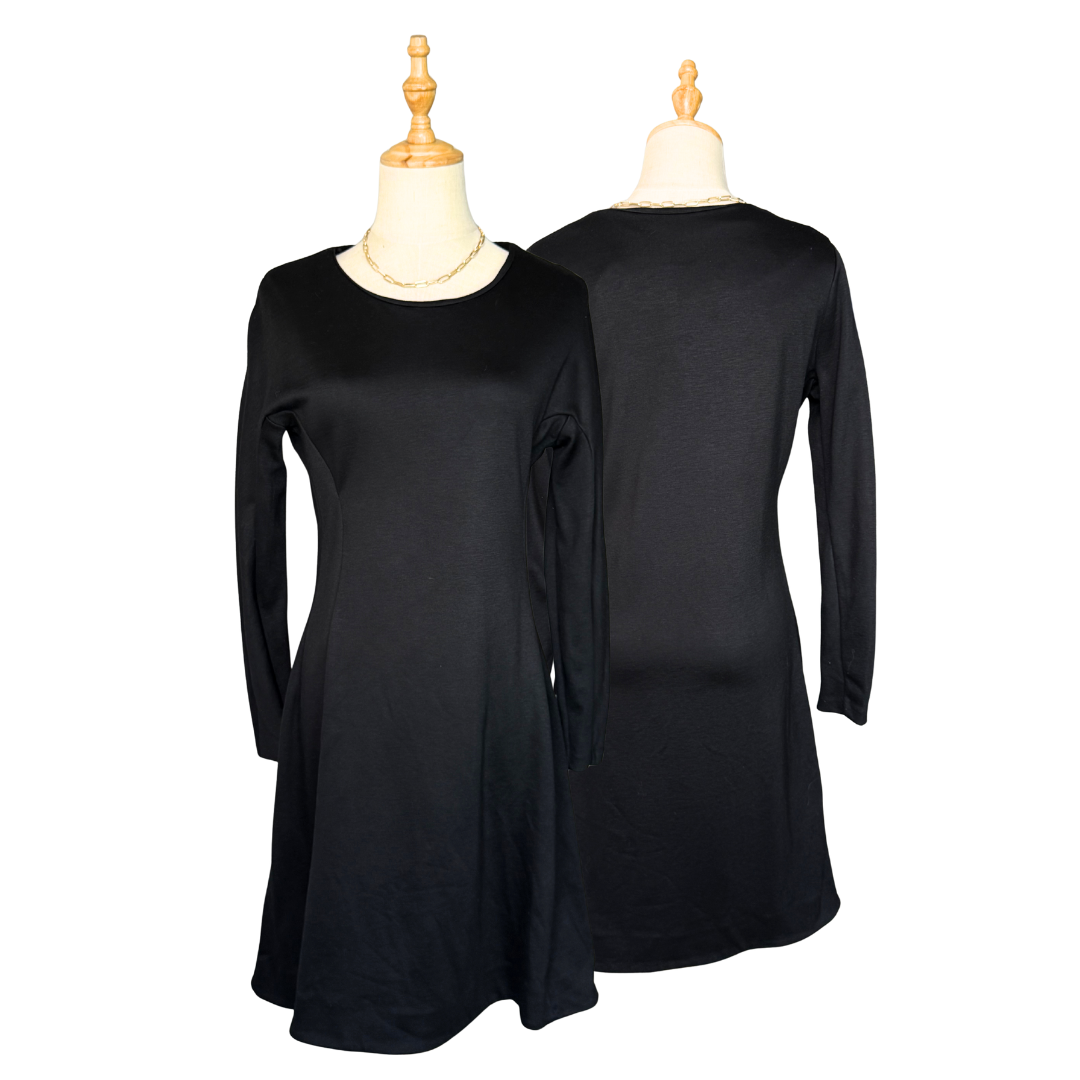 COS Black Long-Sleeve Fit-and-Flare Dress | EUR S (Preloved)