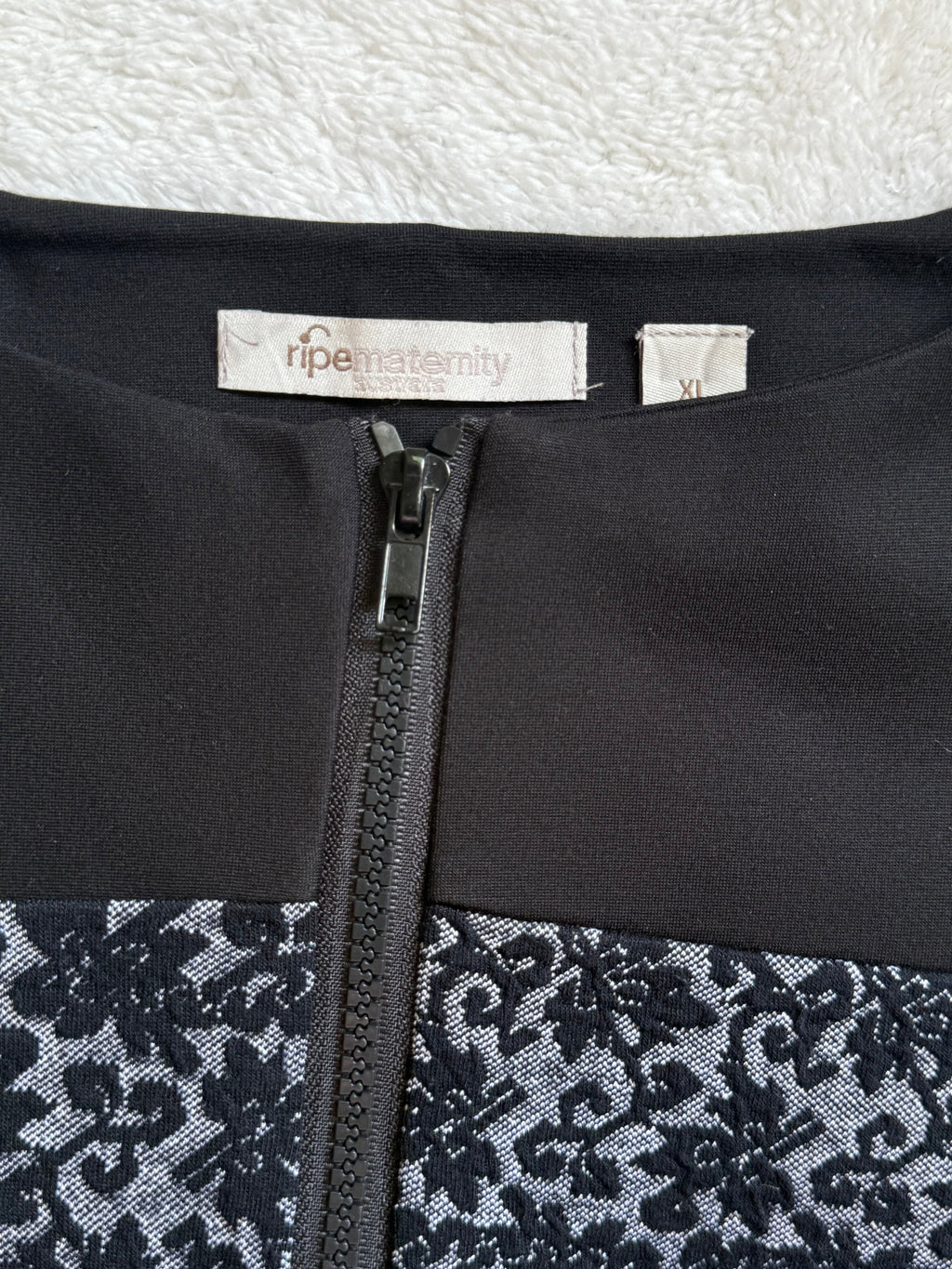 Ripe Maternity Black Zip-Front Dress | Size XL