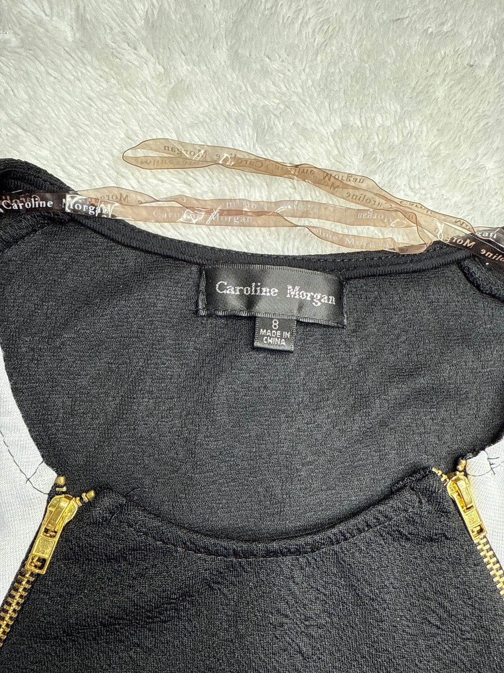 Caroline Morgan Black & White Color Block Dress (8 / Medium)