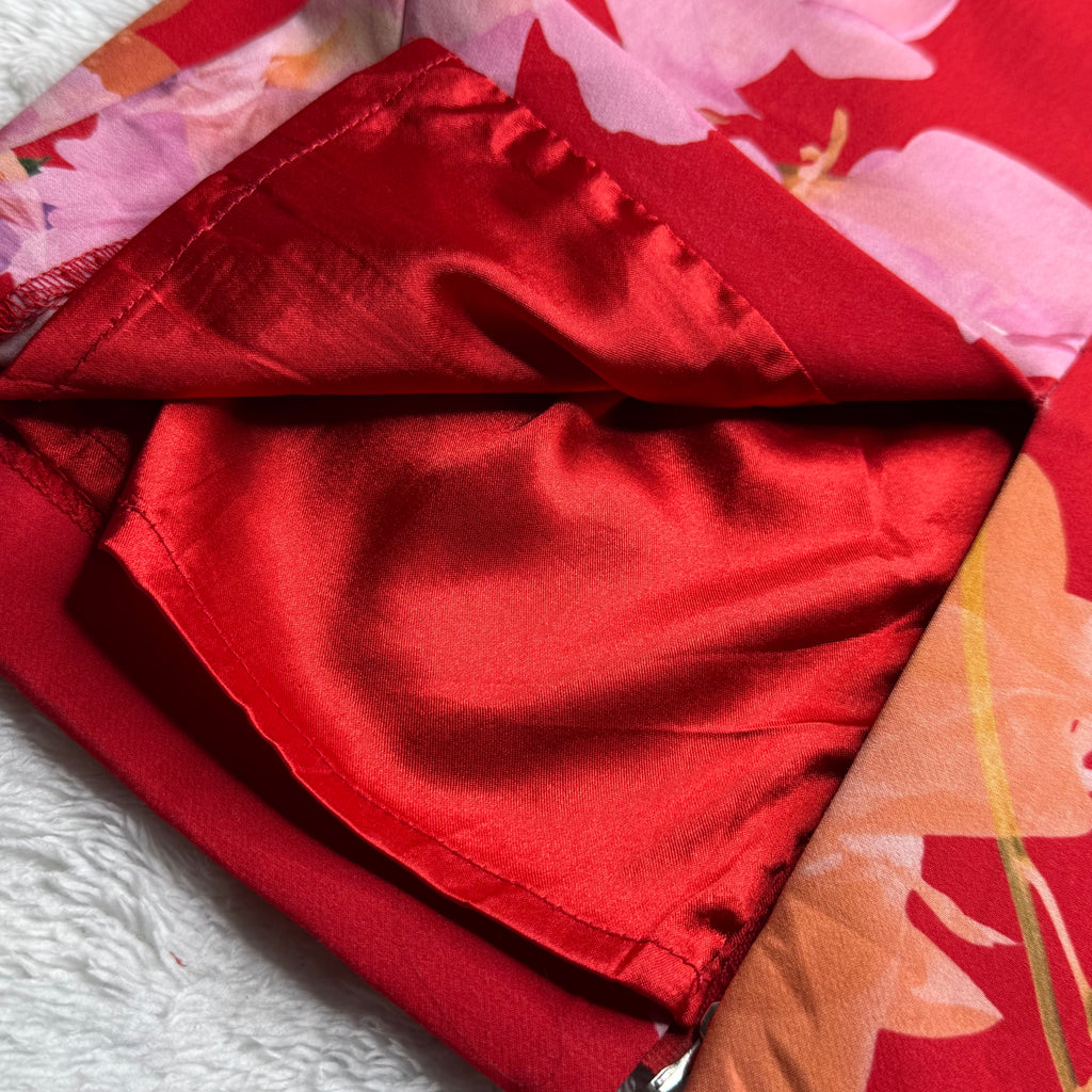 Portmans Red Floral Pencil Skirt (Small)