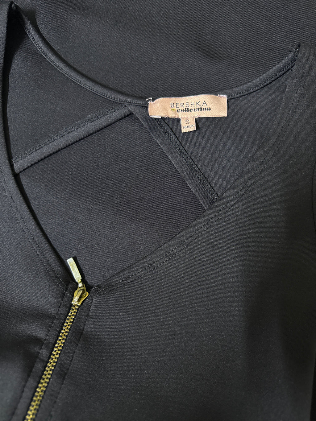 BERSHKA Collection Front-Zip Bandage Bodycon Dress - Classic Black (Size S)