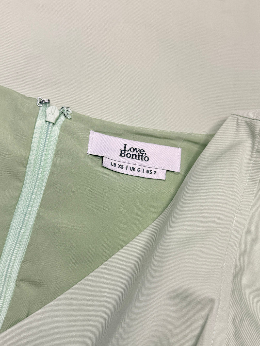 Love, Bonito Mint Green V-Neck A-Line Cotton Dress (Size XS / UK 6 / US 2)