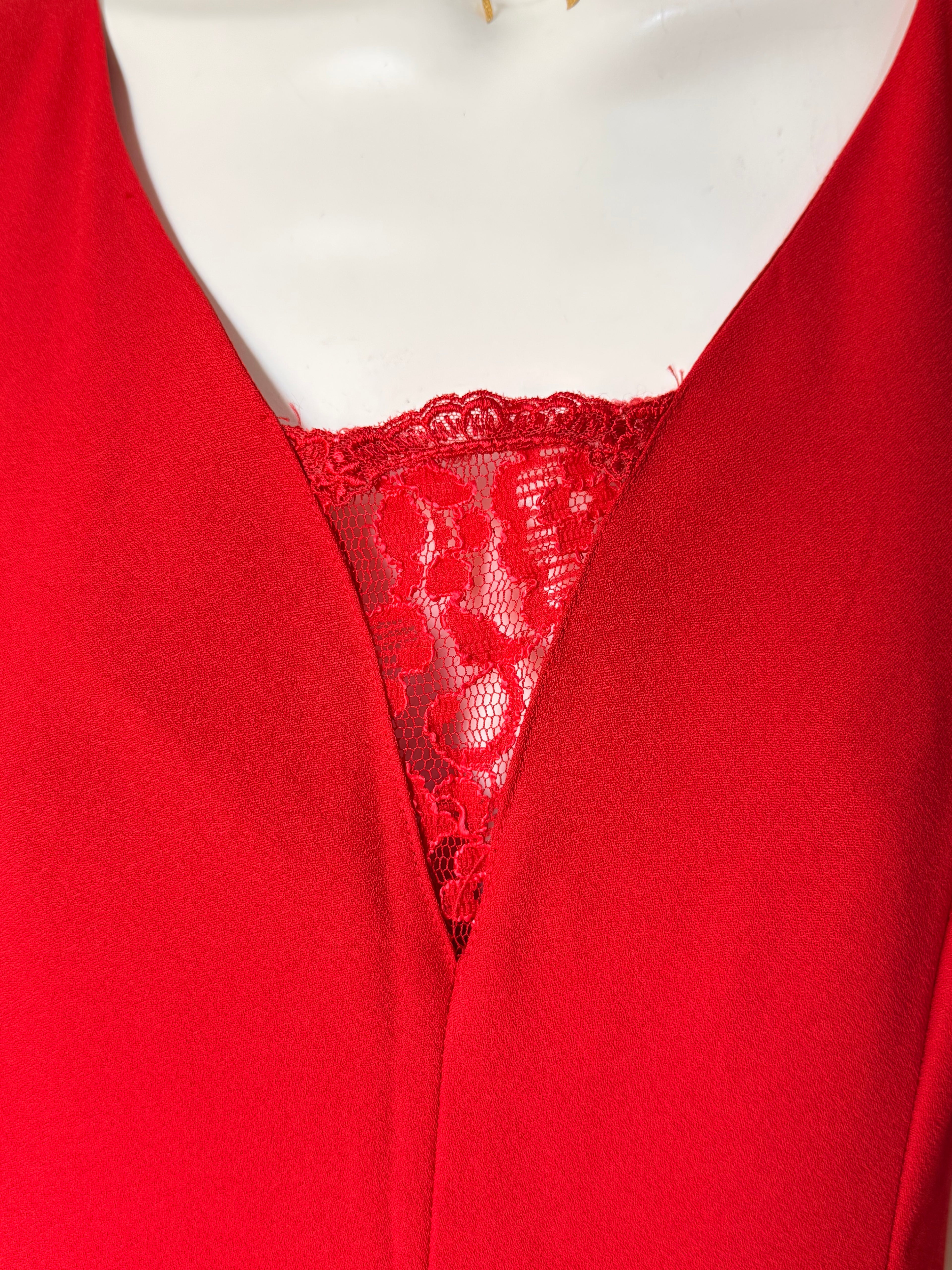 Vintage Lover’s Australia Red Maxi Dress with Lace Underlay - Size M - 90s Formal