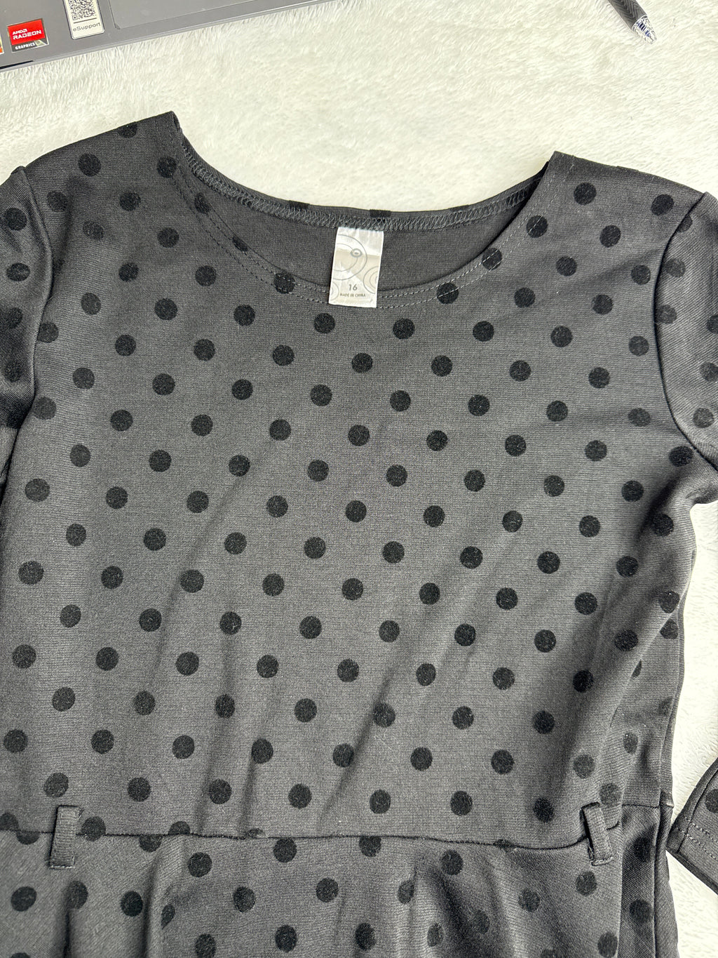 Polka Dot Long-Sleeve Mini Dress (16 / Medium)