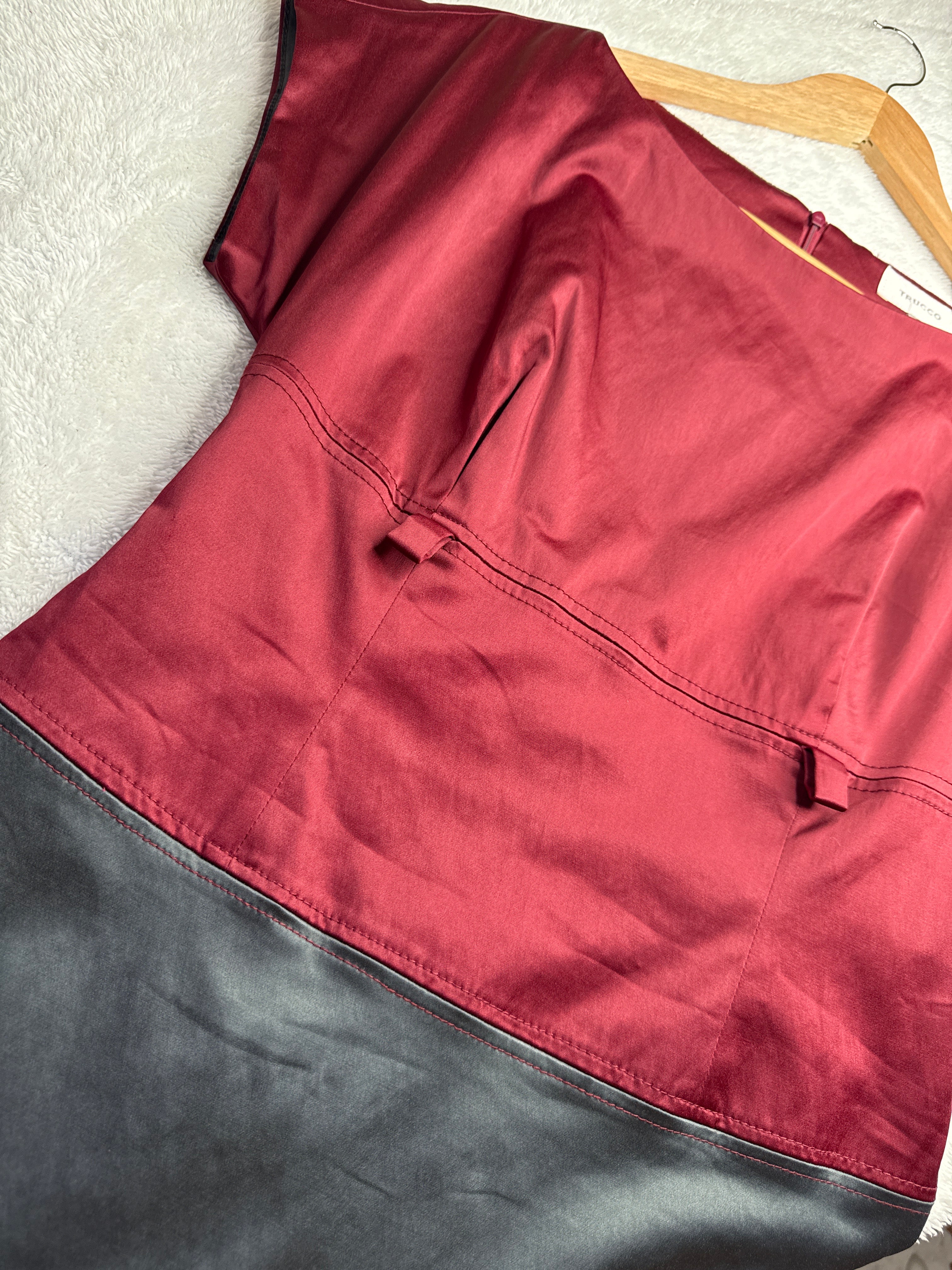 Trucco Maroon & Gray Color-Block Dress (EU 40 / Large)