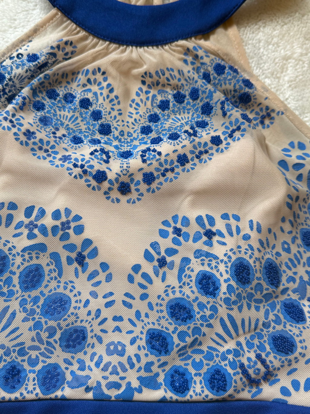 💙 Amy Child Royal Blue & Lace Halter Dress (UK 8)