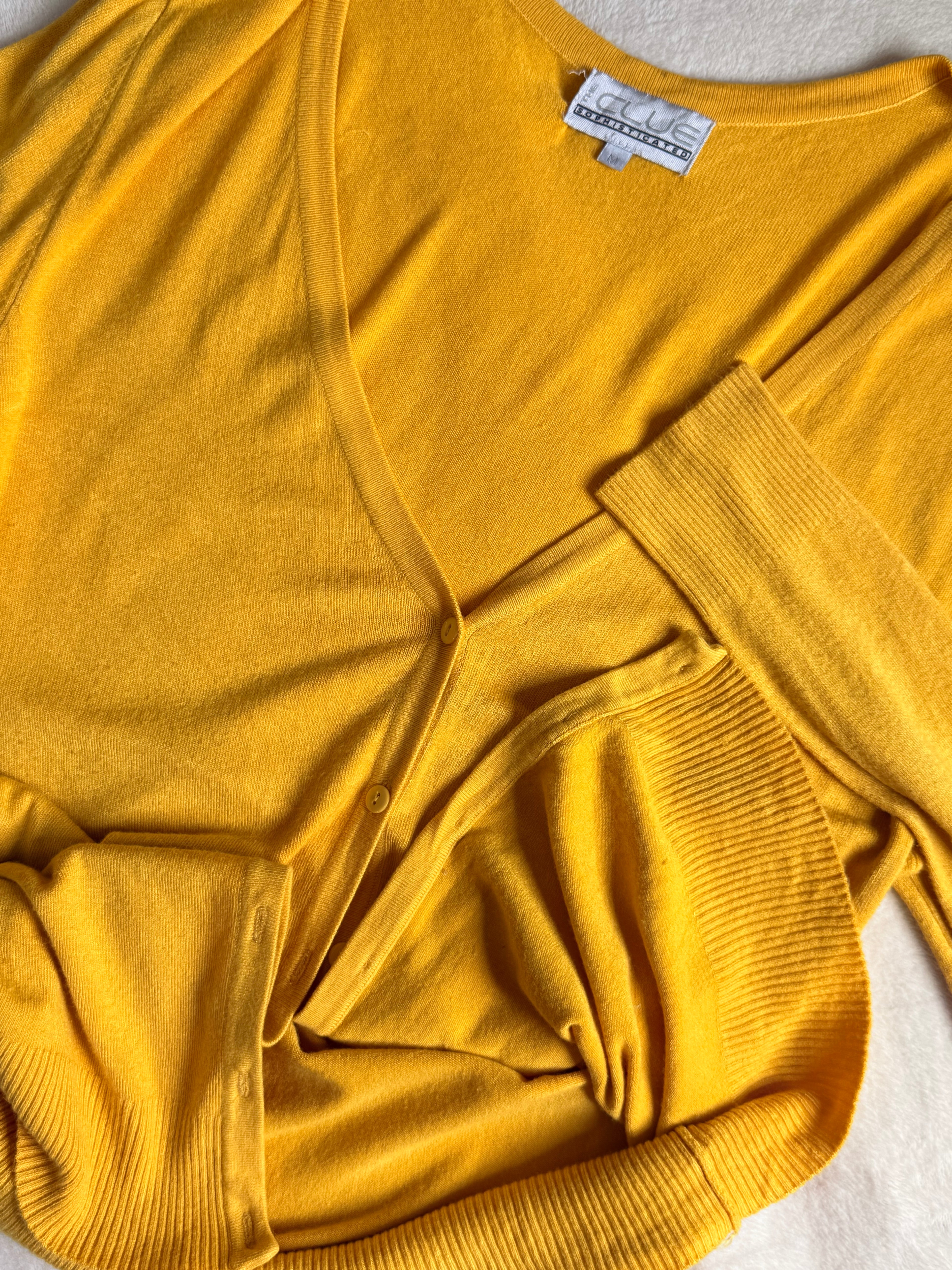 The Clue Sophisticated Mustard V-Neck Cardigan | Medium