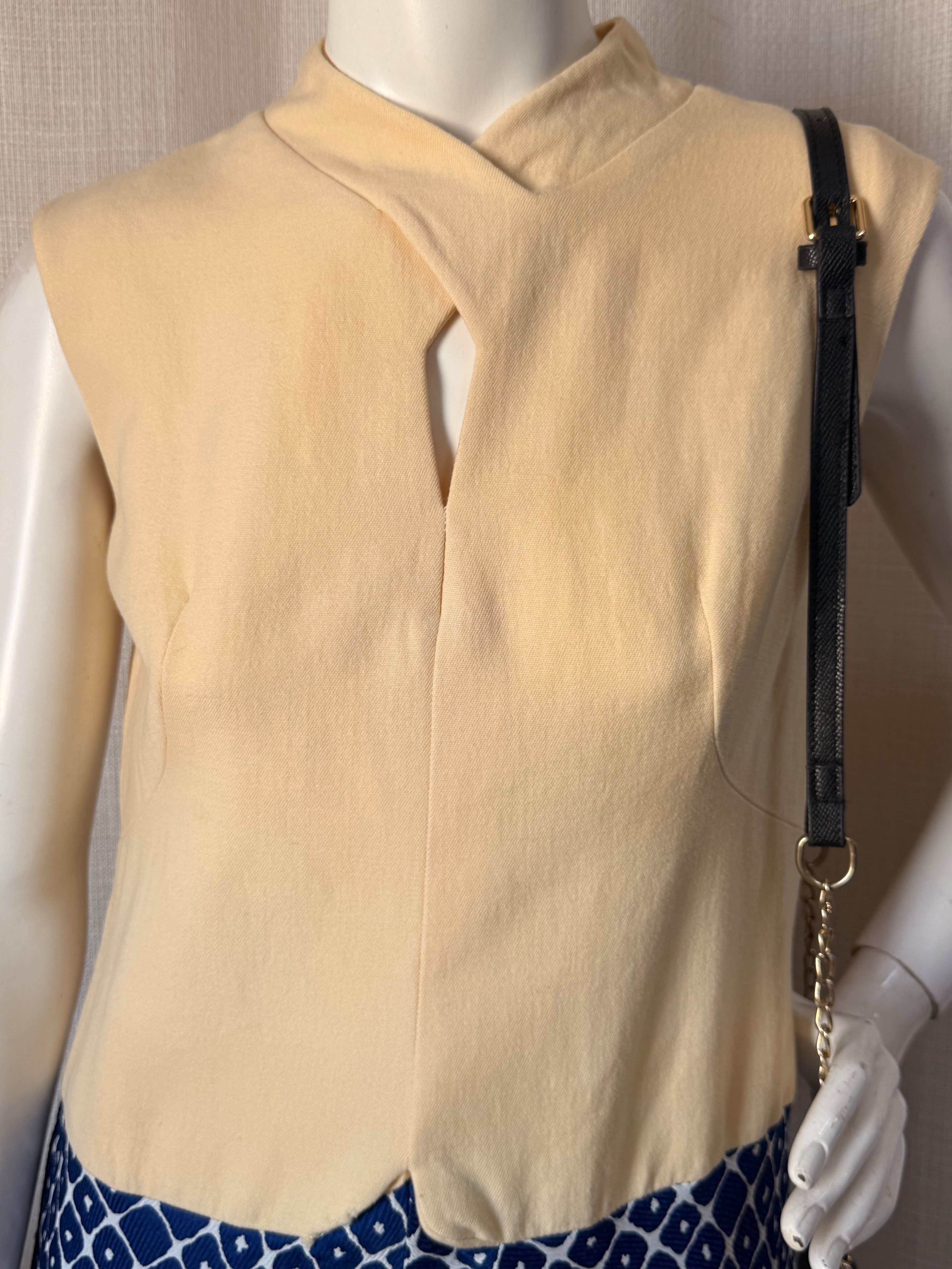 Vintage Erofus London Mod Dress - Yellow & Blue Geometric | UK 14 | Large