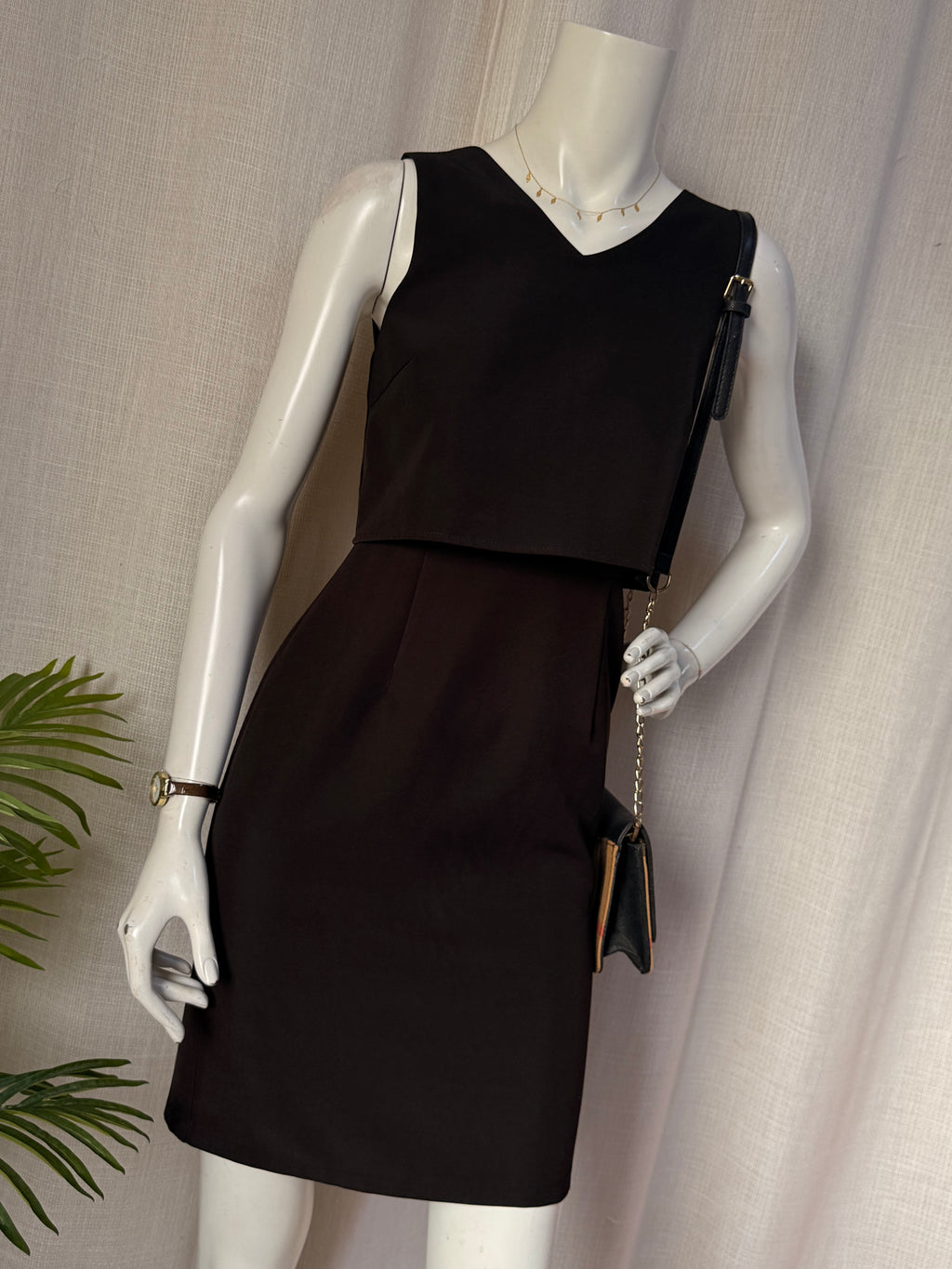 Playdress Black Overlay Layered Midi Dress | Size S