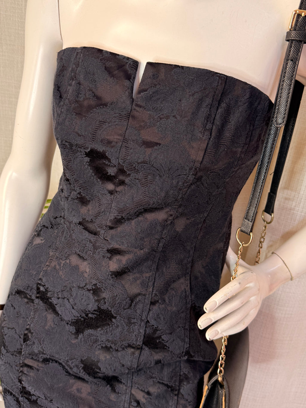 Blanco Black Floral Jacquard Strapless Bodycon Dress – Size Medium | Cocktail & Party Dress