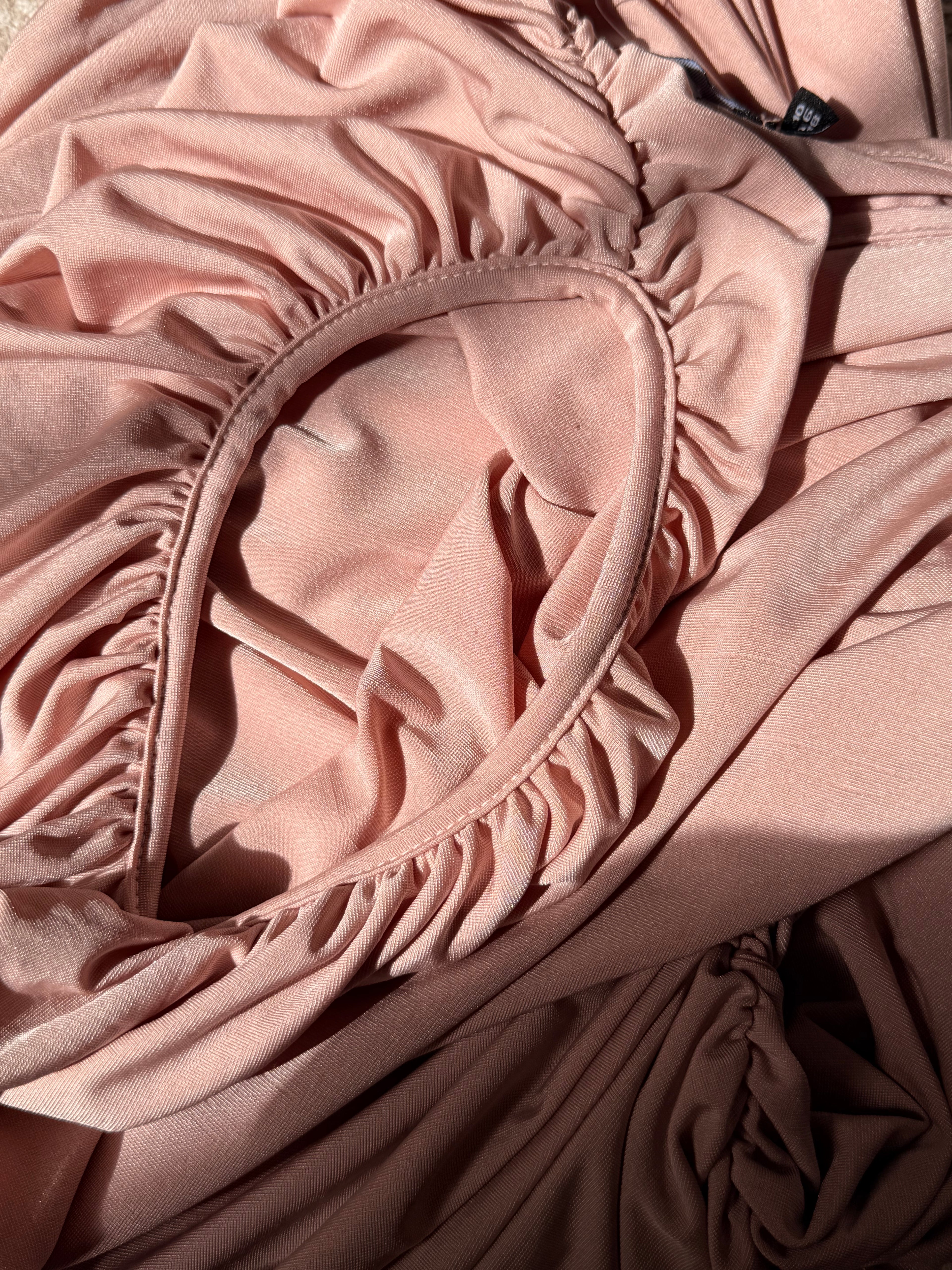 PrettyLittleThing Dusty Pink One Shoulder Ruched Maxi Dress - Size 12 - Bodycon Gown