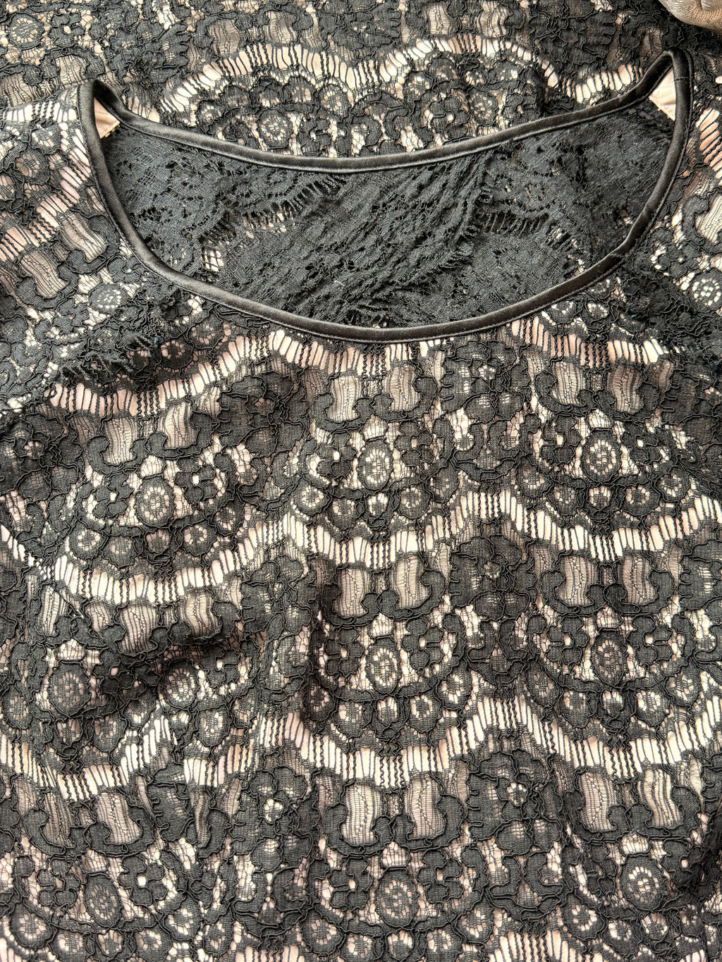 Forever New Black Lace A-Line Cocktail Mini Dress - Size AUS 12 / US 8 (Bust 34") Medium