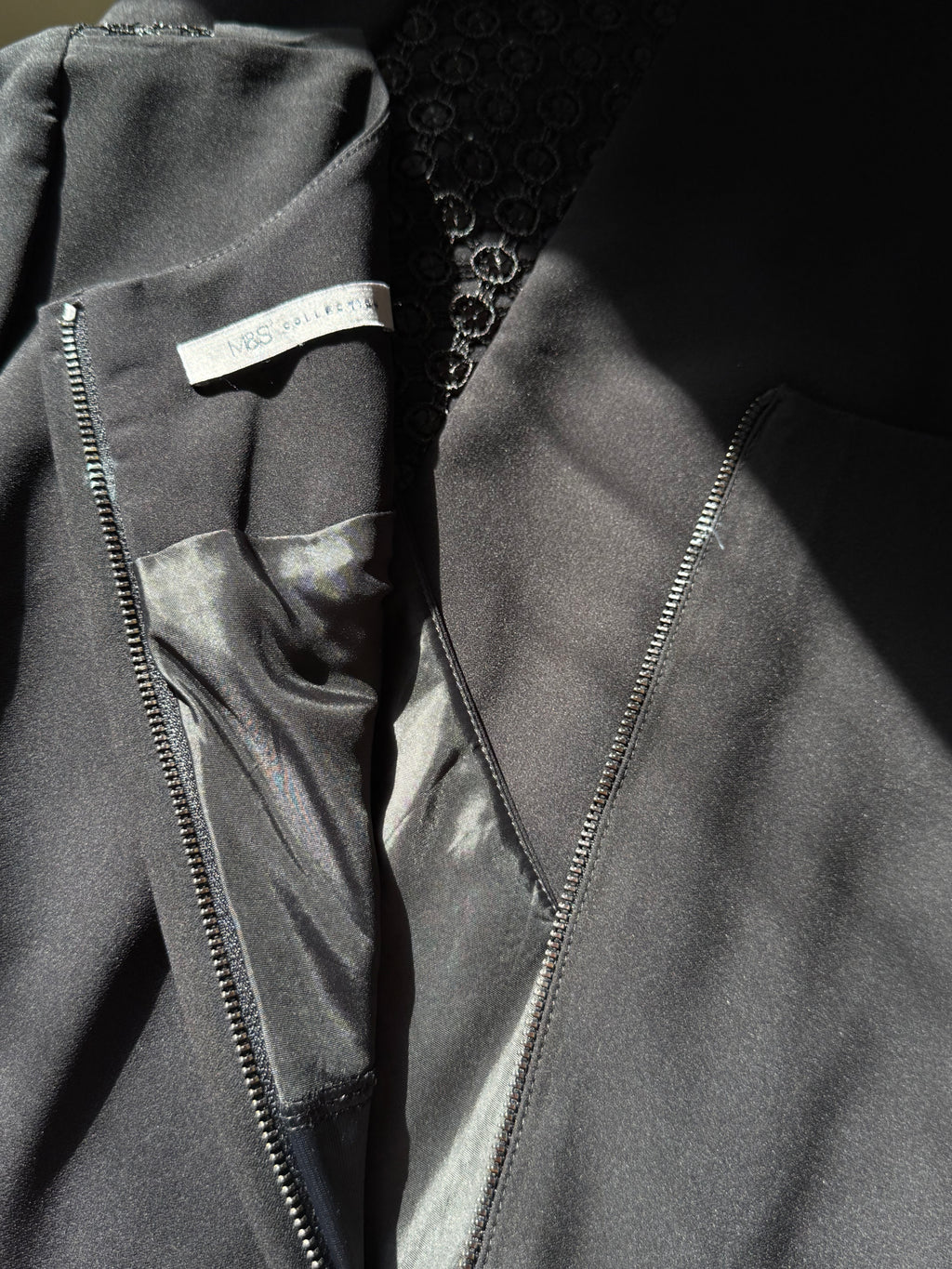 Marks & Spencer Black Dress with Lace Panel Details | UK 10 (Preloved)