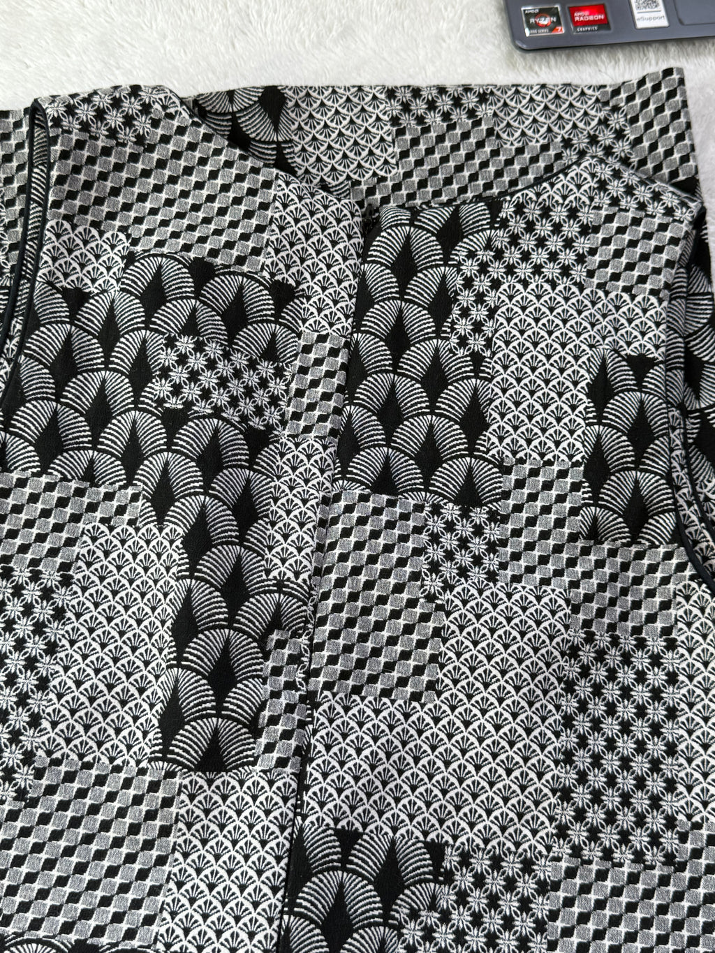 Next Tailoring Black & White Geometric Print Dress | UK 8