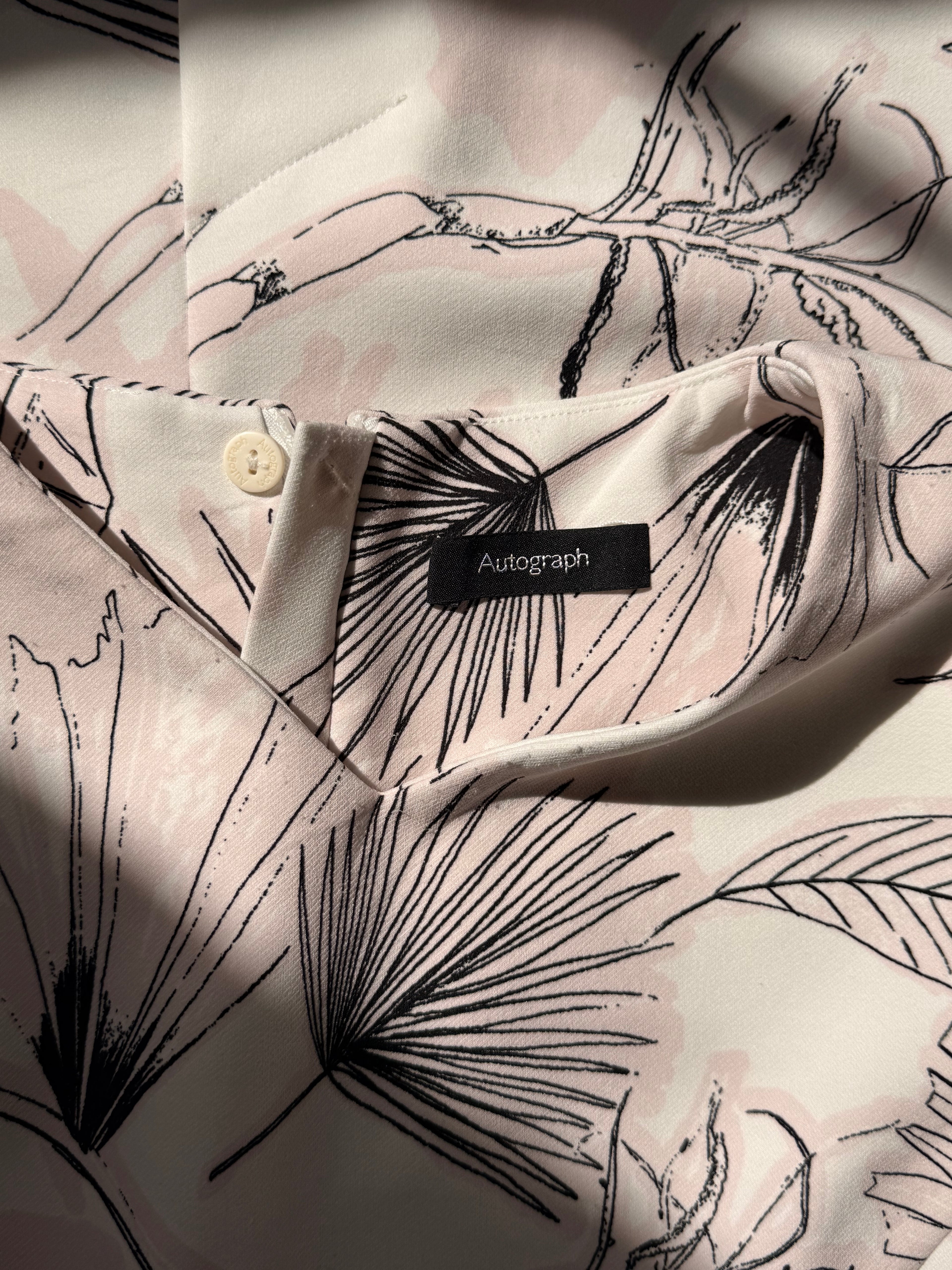 Autograph Tropical Leaf Print Sleeveless Sheath Dress | UK 14