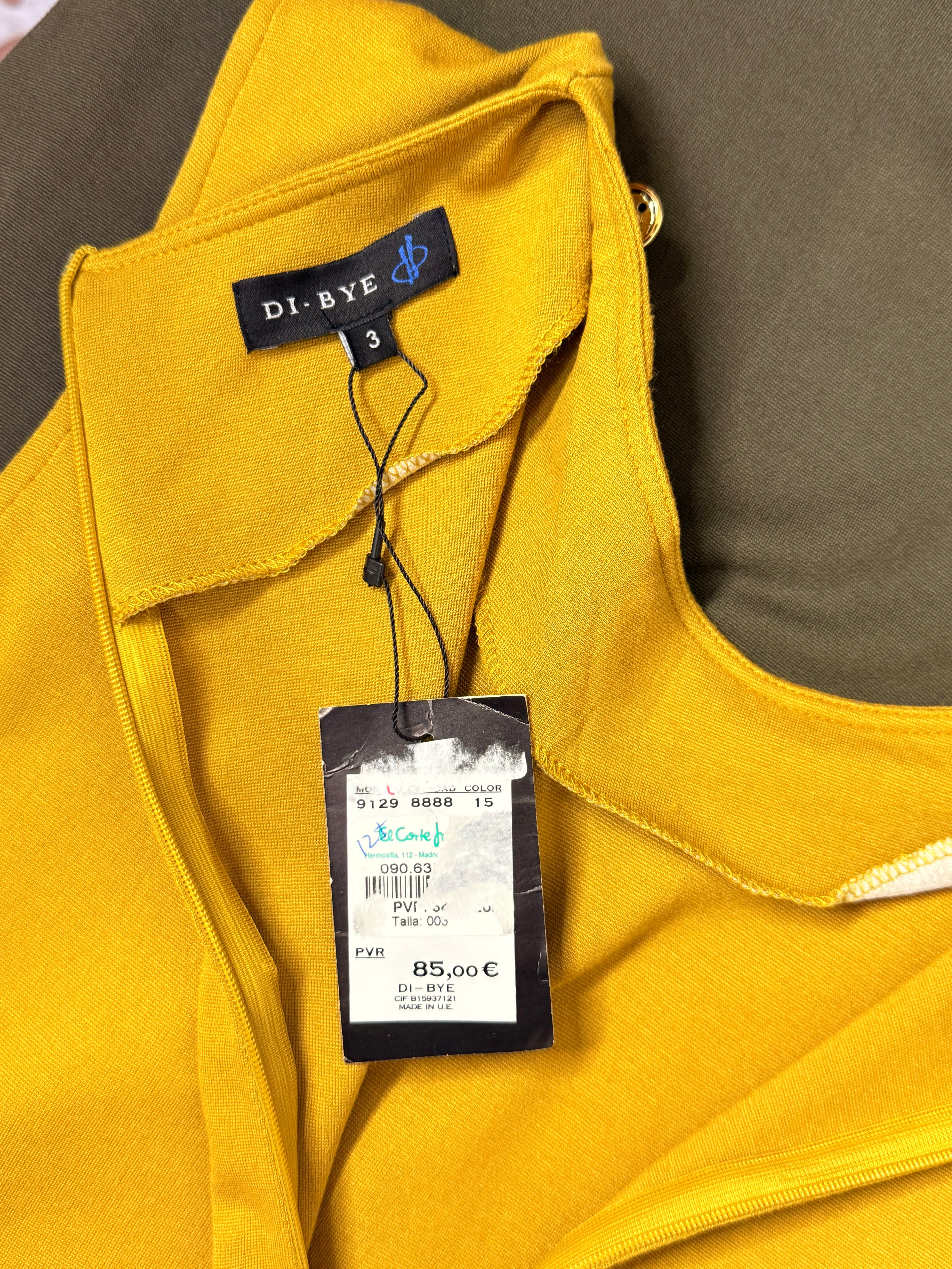 Di-Bye Mustard & Khaki Colorblock Button-Accented Shift Dress – Size M / UK 12 | NWT