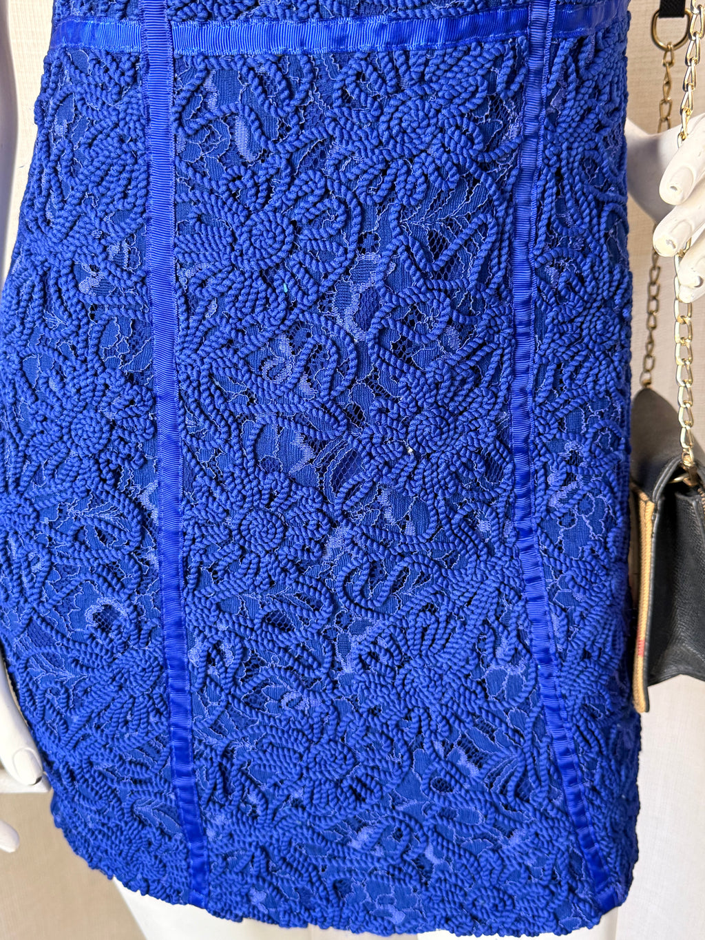 Forntree Spain Royal Blue Lace Overlay Mini Dress