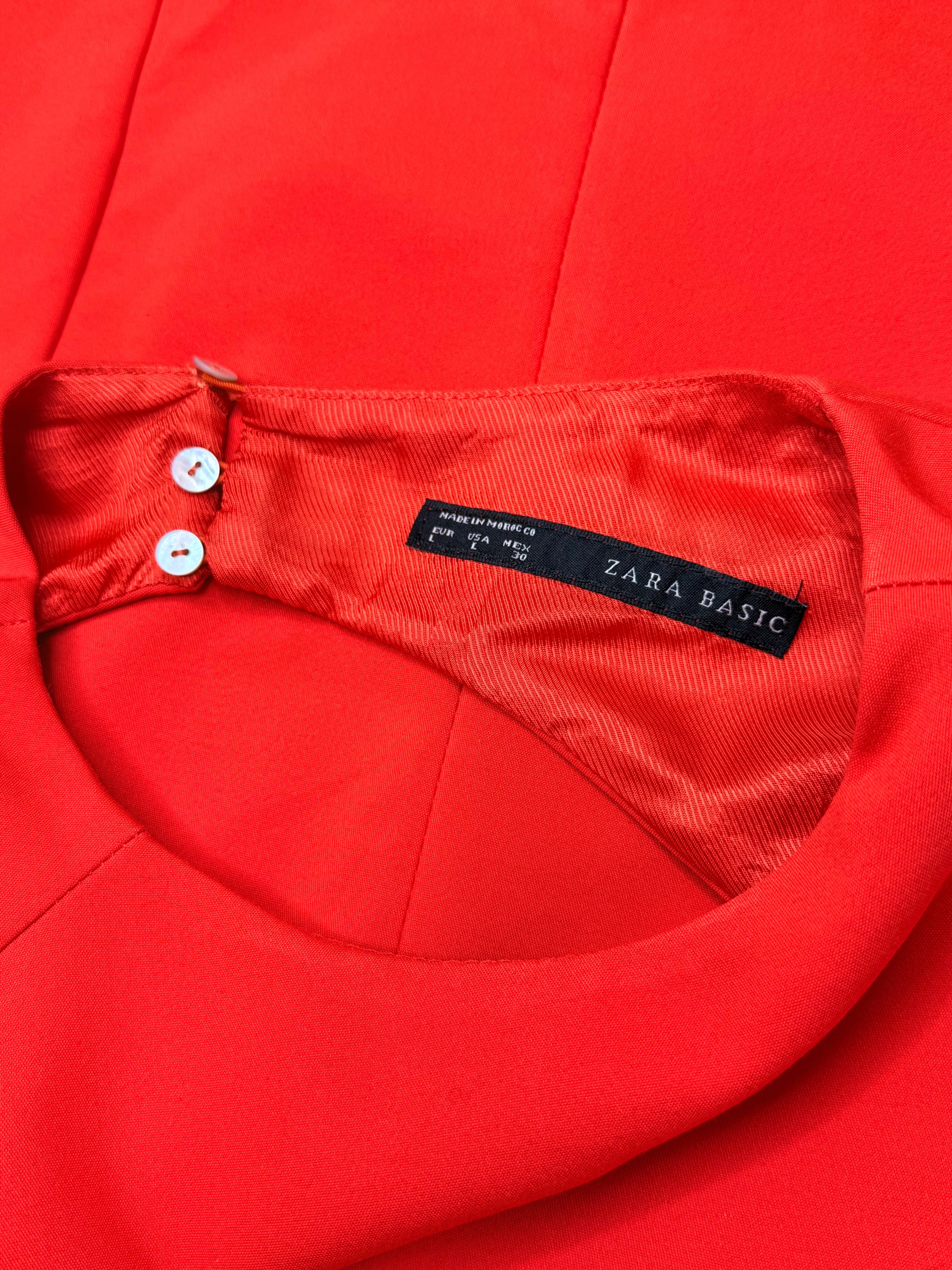Zara Basic Open Back Sleeveless Red Sheath Dress (Size EUR L / USA L)