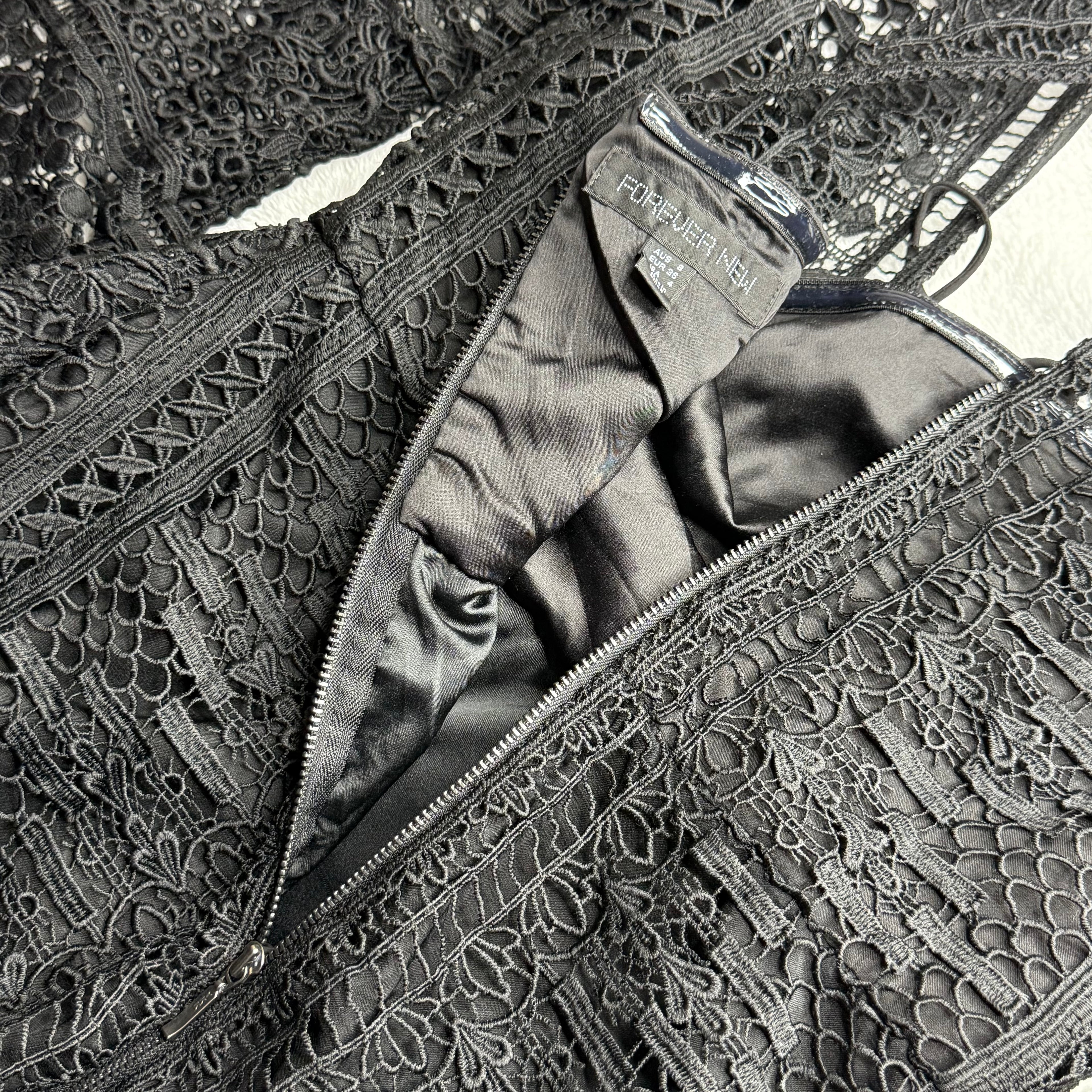 Forever New Black Lace Dress with Bell Sleeves