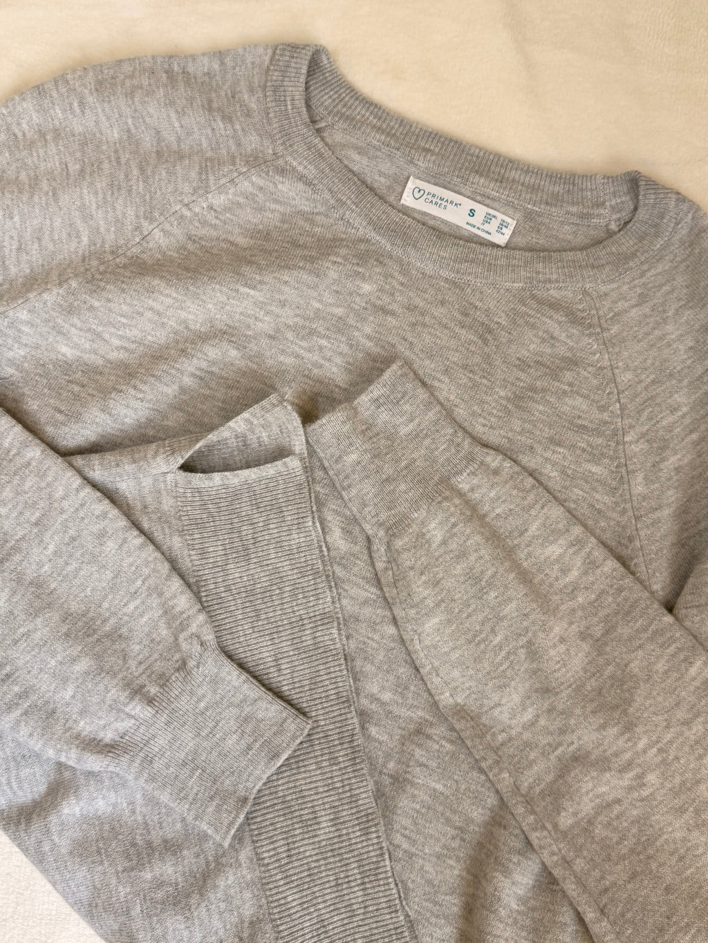 Primark Cares Light Grey Crew Neck Sweater | Small