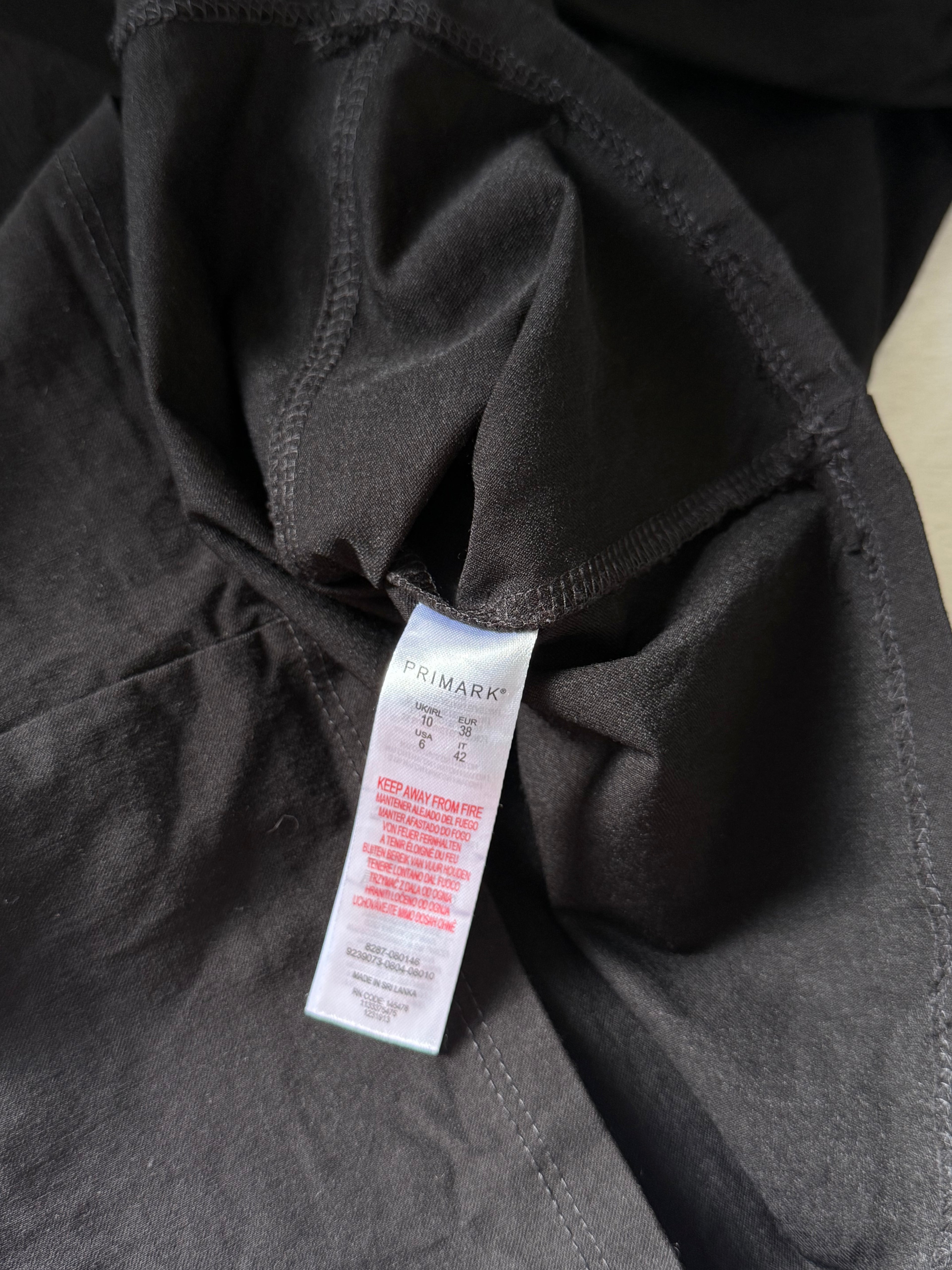 PRIMARK Black Square-Neck Puff-Sleeve Mini Dress | UK 10 (Preloved)