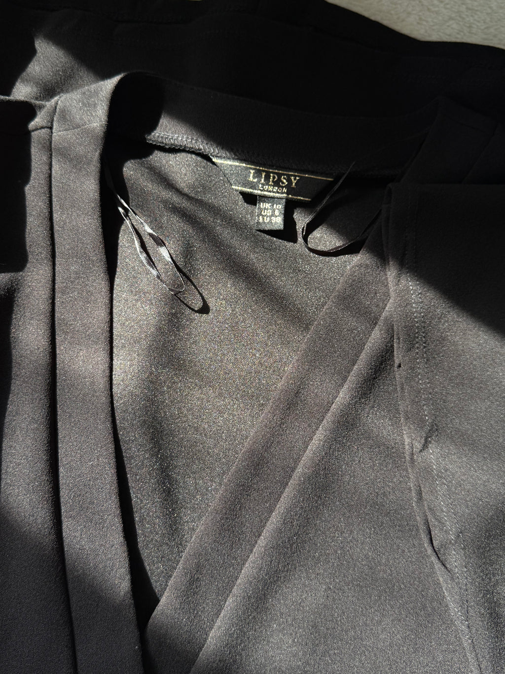 Lipsy London Black Belted Wrap Dress | UK 10 (Preloved)