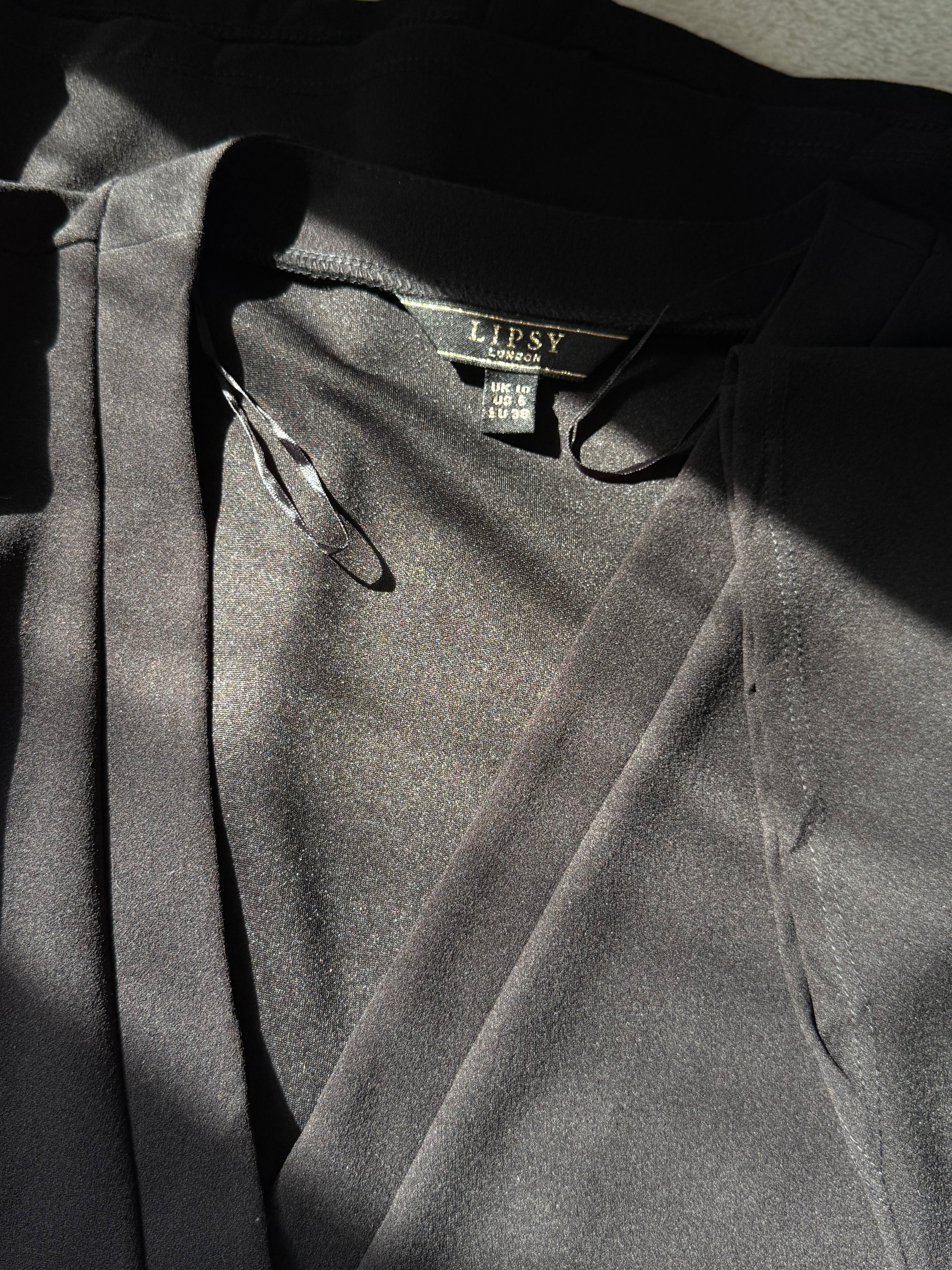 Lipsy London Black Belted Wrap Dress | UK 10 (Preloved)