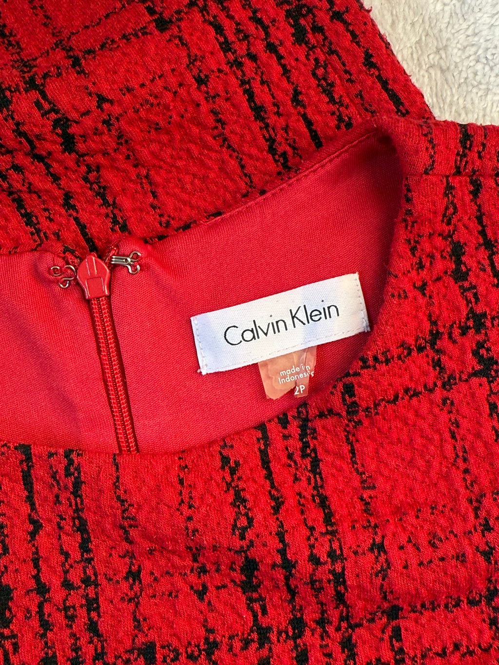 Calvin Klein Red Plaid Sheath Dress | XS Petite