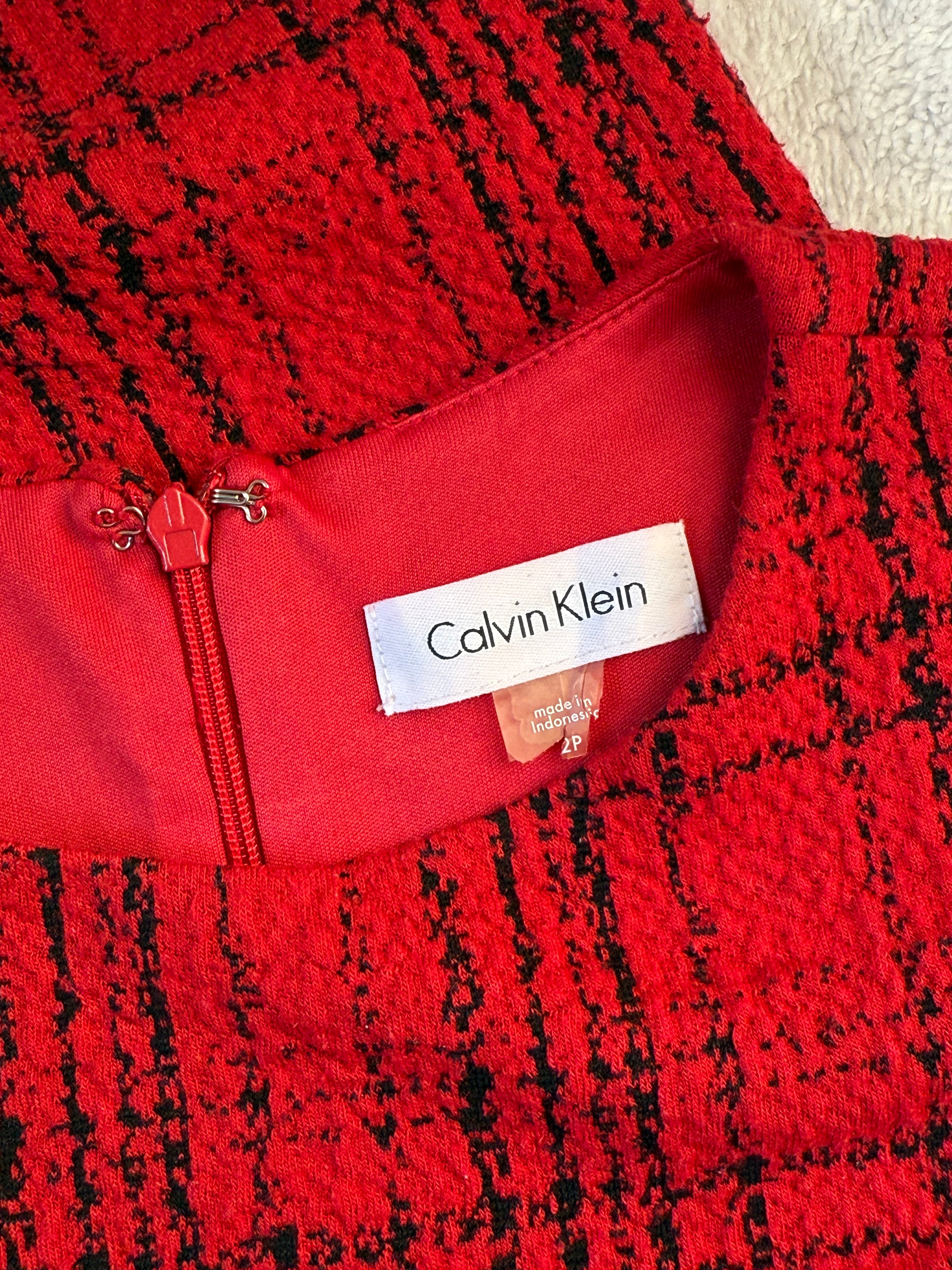 Calvin Klein Red Plaid Sheath Dress | XS Petite