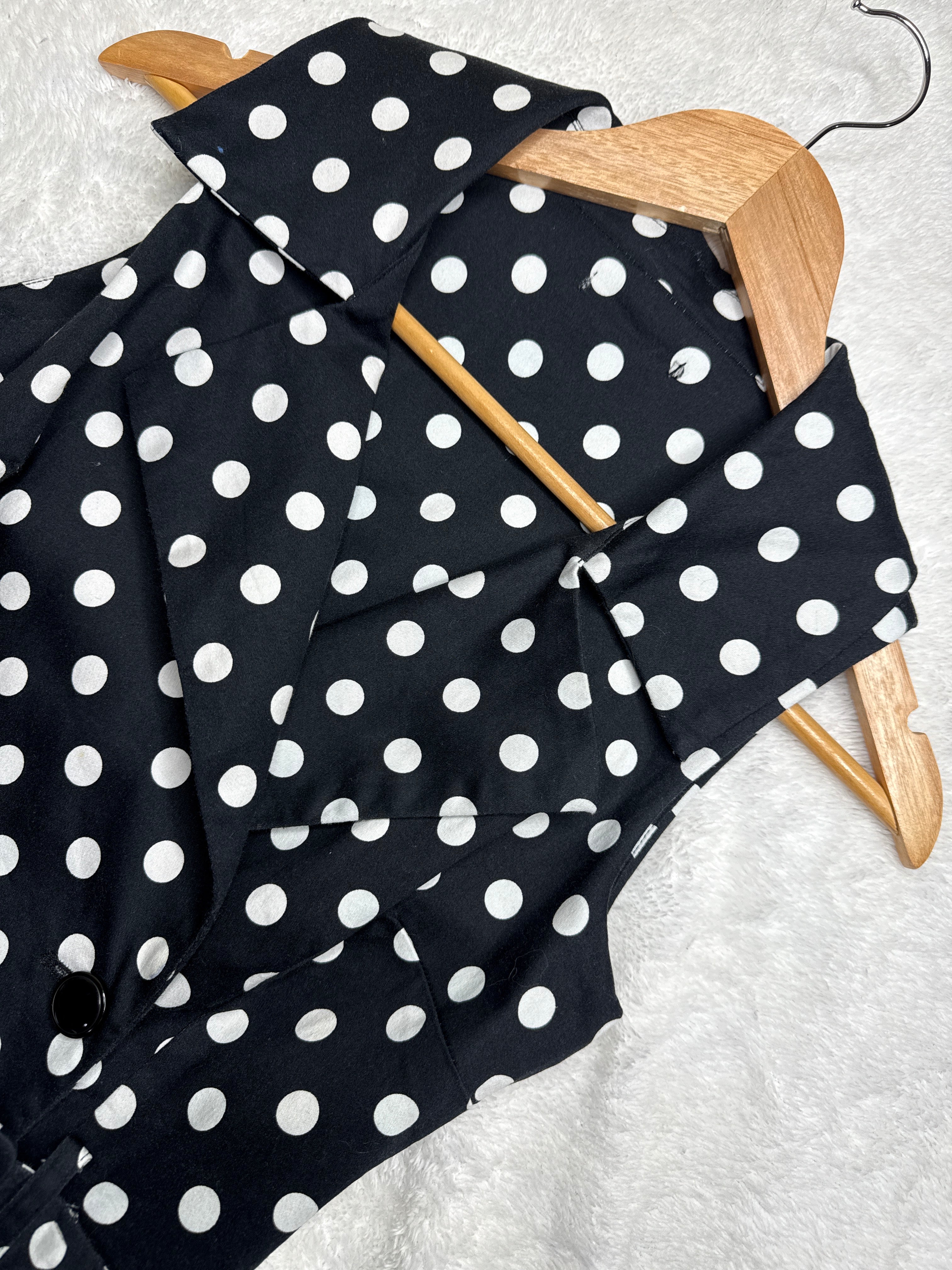 Black and White Polka Dot Midi Dress (Small)