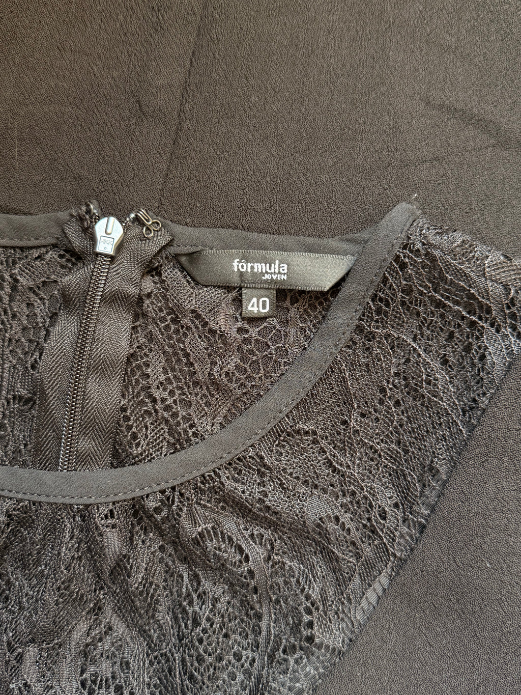 Fórmula Joven Black Lace Illusion Skater Dress Size 40 | Fit and Flare Cocktail Dress