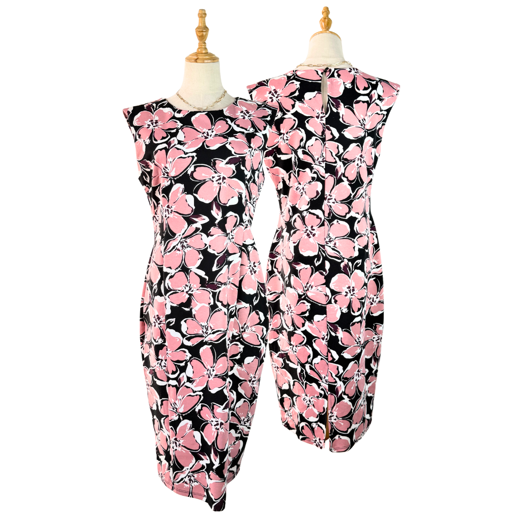 Chic TU Pink Floral Print Midi Dress - Preloved UK 14