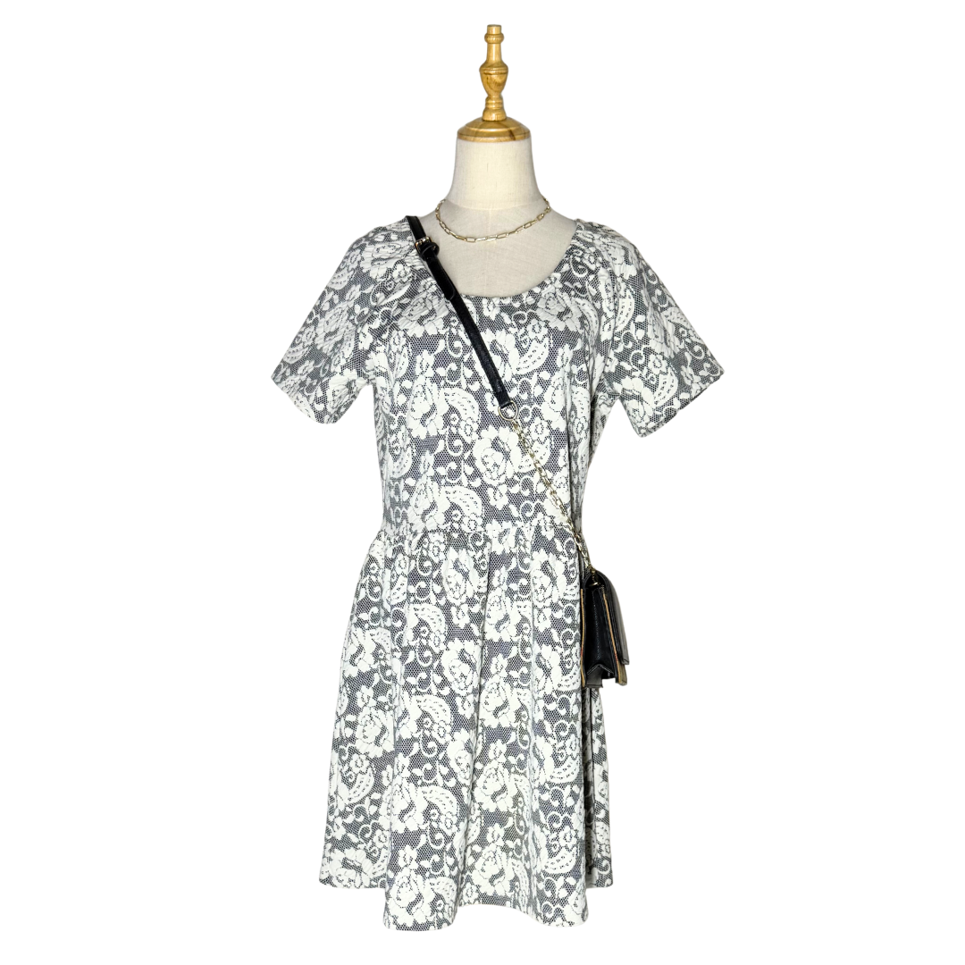 Gray and White Floral Dress (Large)