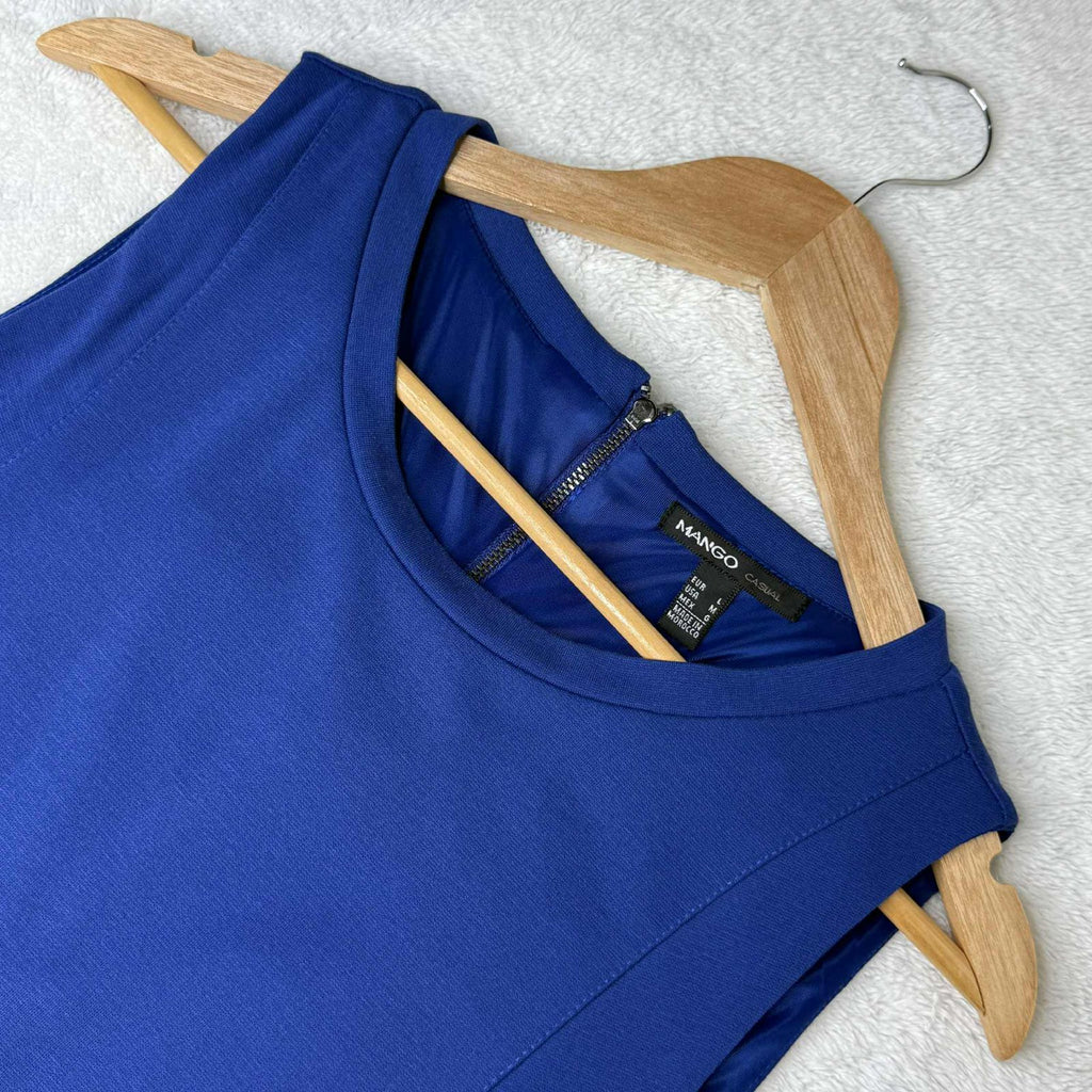 Mango Navy Blue Drop-Waist Mini Dress