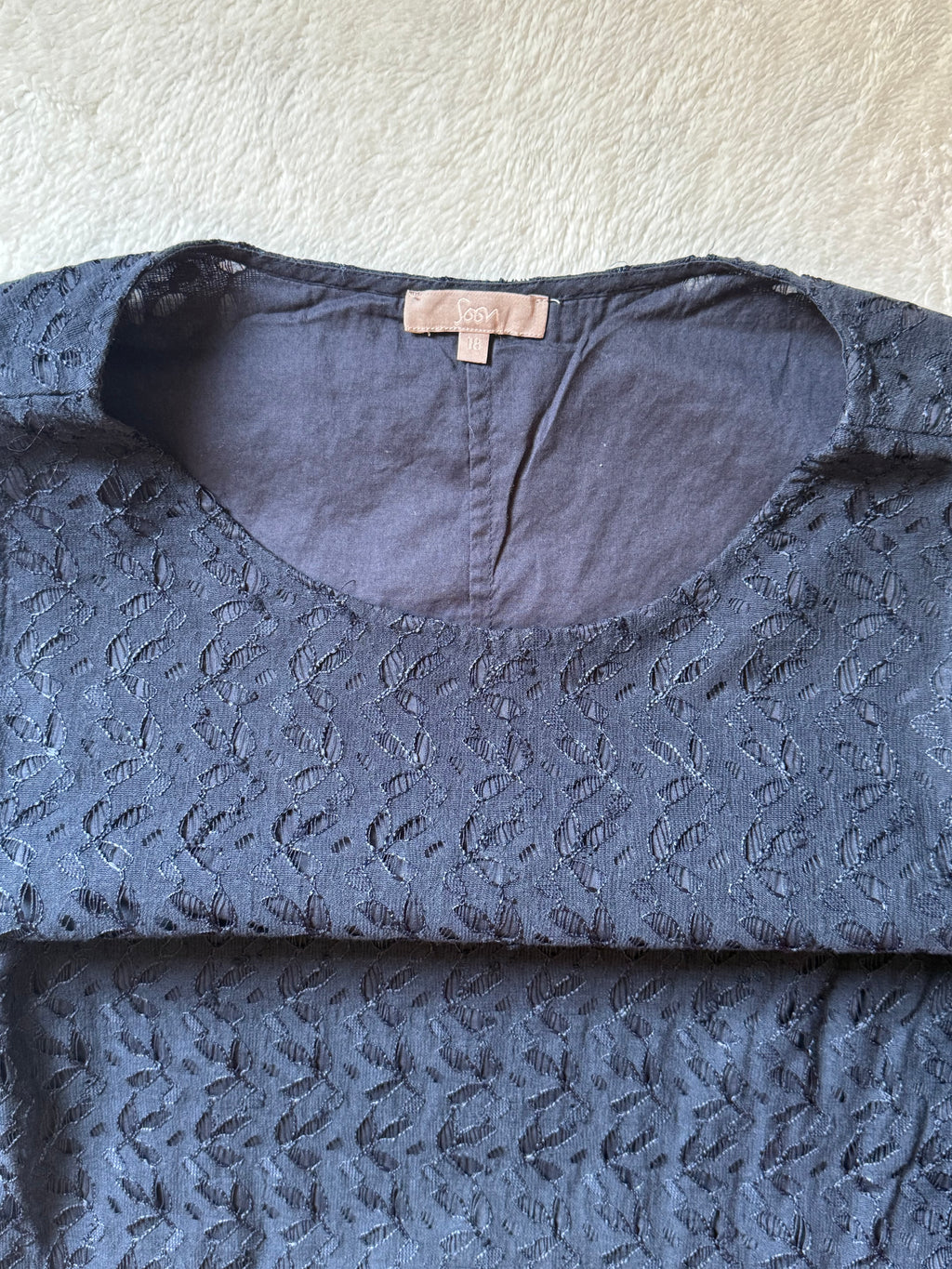 Soon Plus Size Navy Blue Lace Sheath Dress (UK 18)