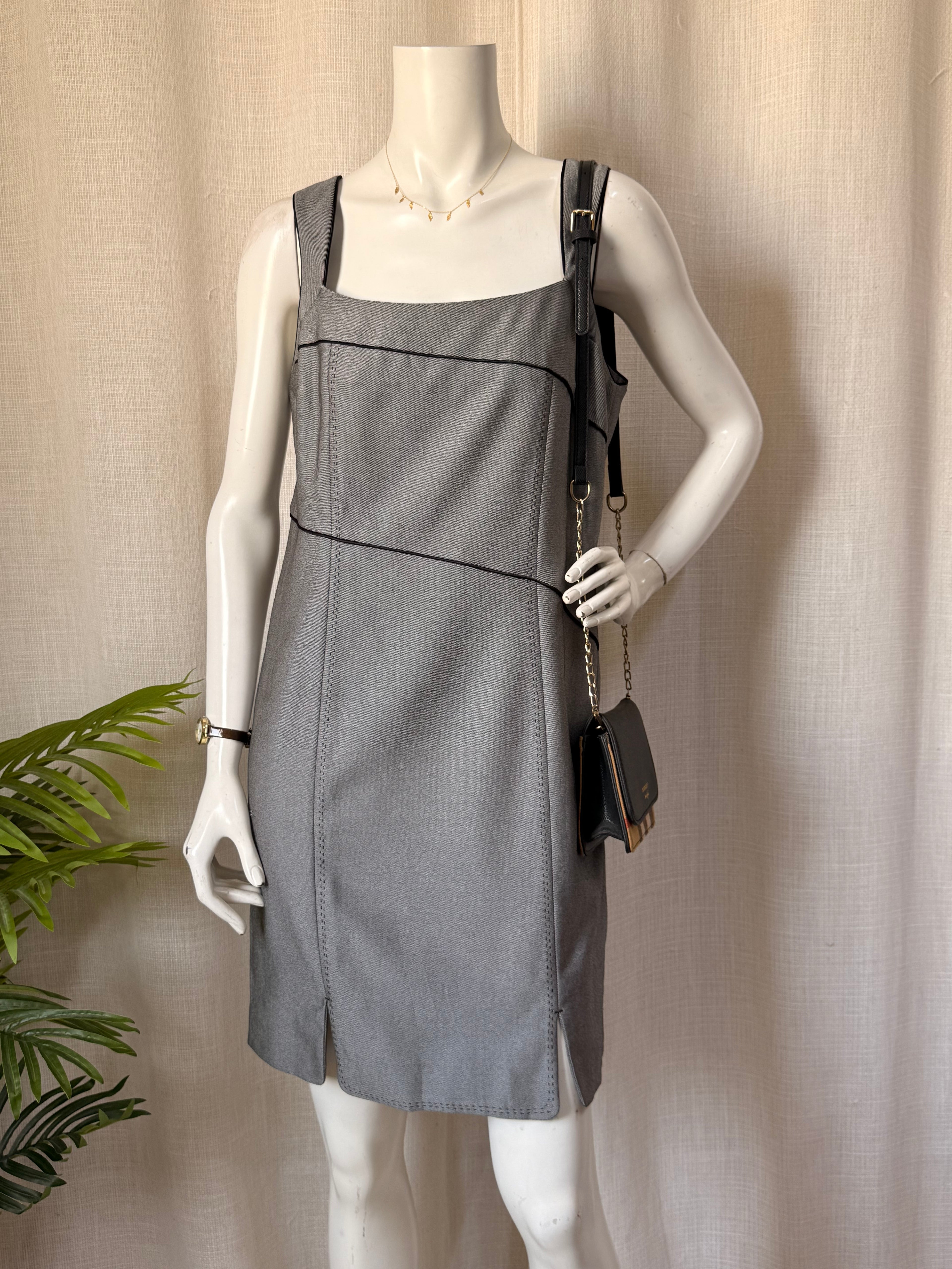 Senorita Grey Mini Dress (Size 12) - Like New, High Movement Fabric | Workwear & Evening Dress